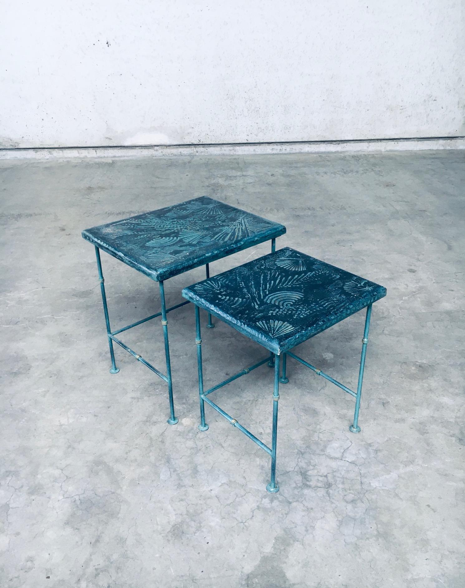 Postmodern Design Handmade Nesting Table set by J. Berdou, France 1980's In Good Condition For Sale In Oud-Turnhout, VAN