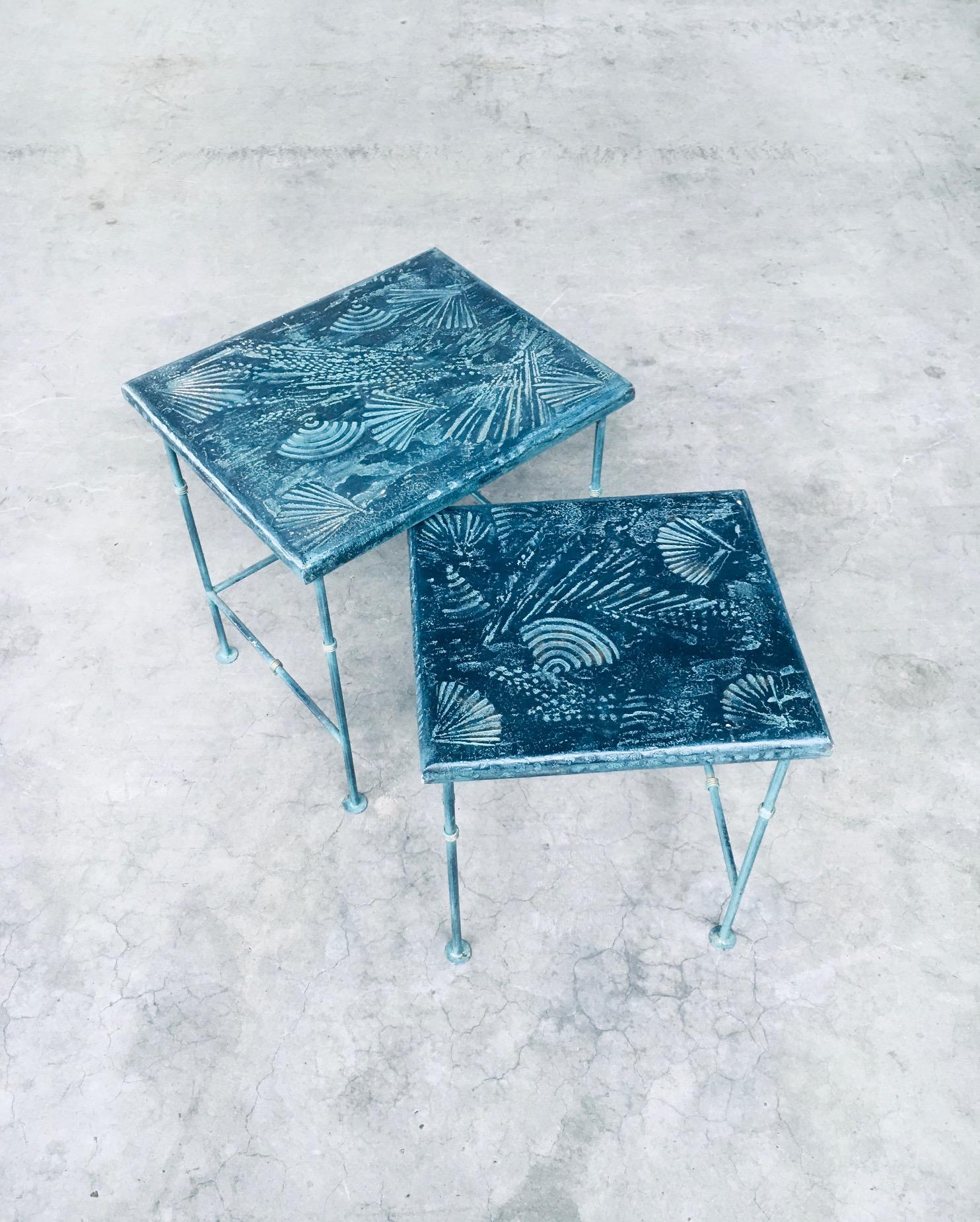 Metal Postmodern Design Handmade Nesting Table set by J. Berdou, France 1980's For Sale