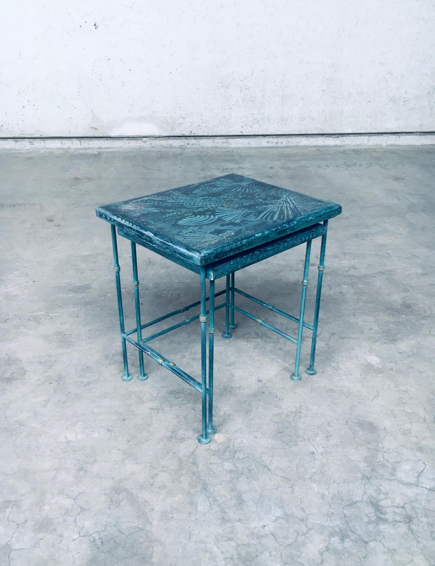Postmodern Design Handmade Nesting Table set by J. Berdou, France 1980's For Sale 1