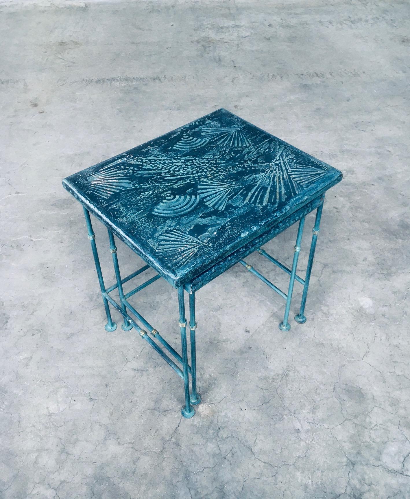 Postmodern Design Handmade Nesting Table set by J. Berdou, France 1980's For Sale 2