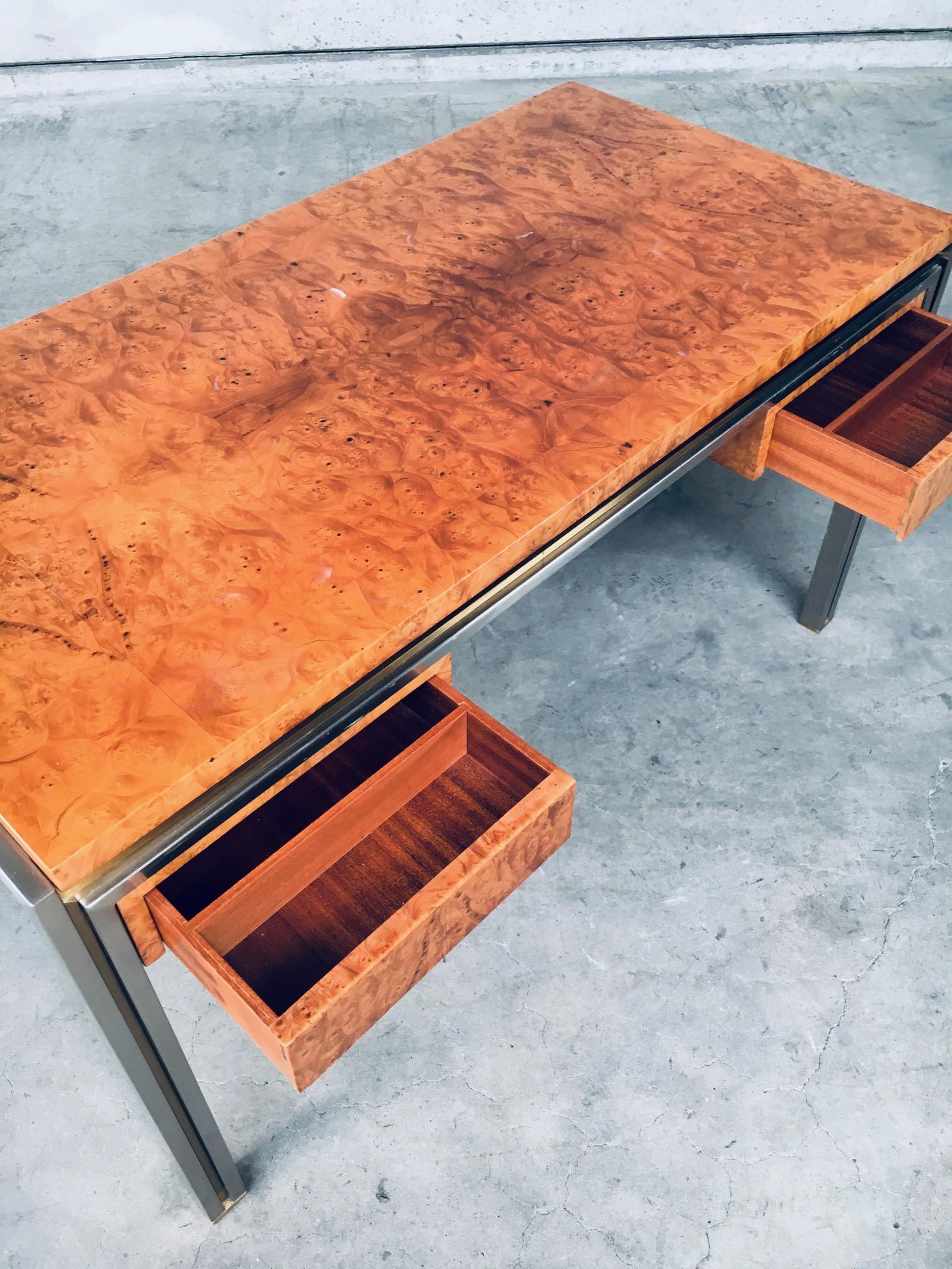 Postmodern Design in Style of Milo Baughman Burl Wood Desk, 1970's For Sale 2