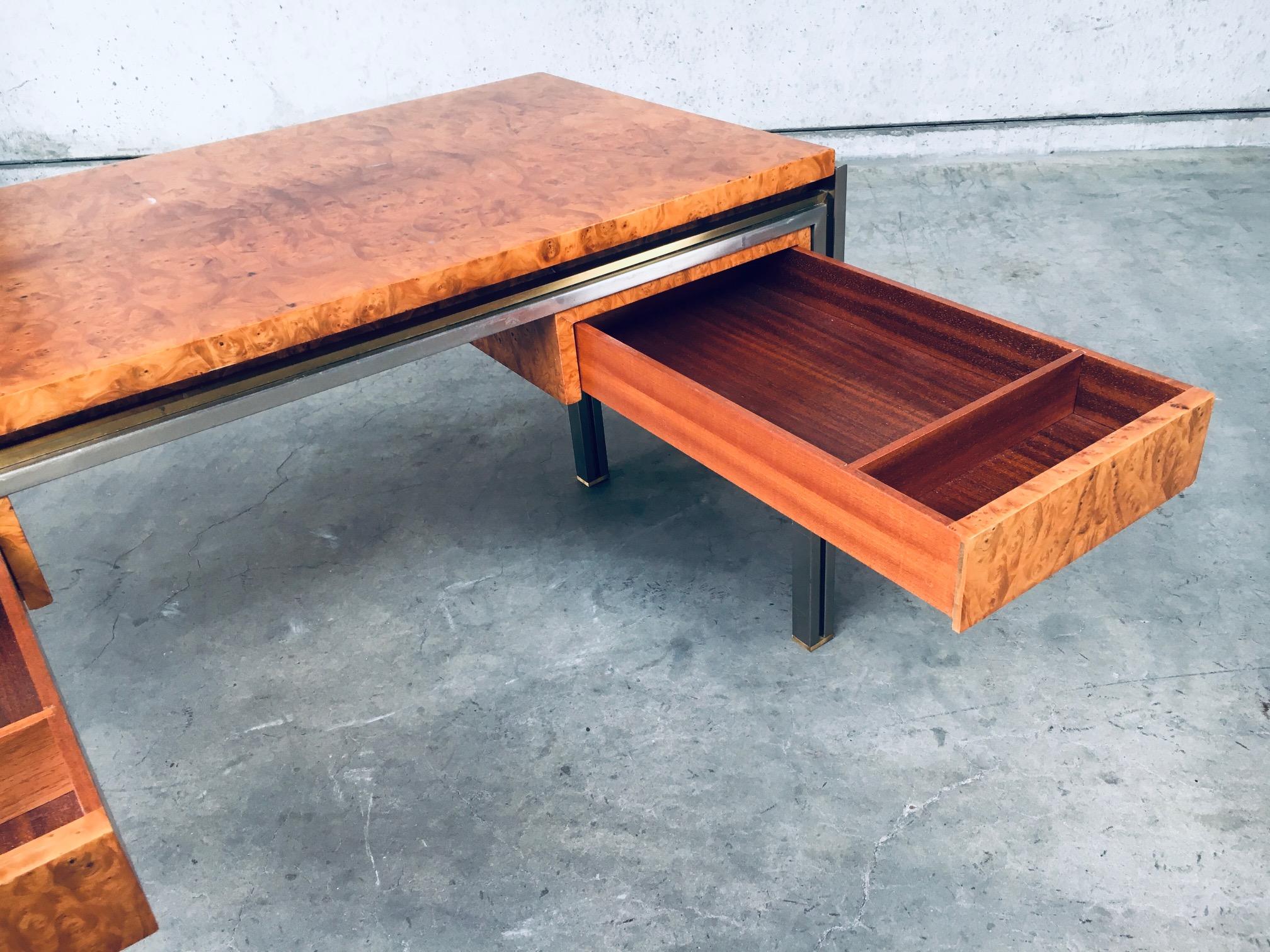 Postmodern Design in Style of Milo Baughman Burl Wood Desk, 1970's For Sale 3