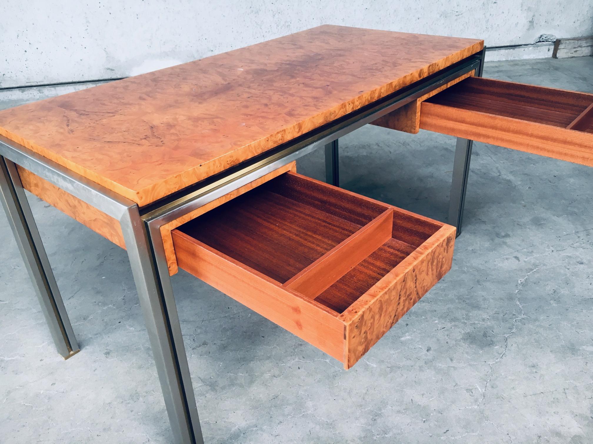 Postmodern Design in Style of Milo Baughman Burl Wood Desk, 1970's For Sale 4
