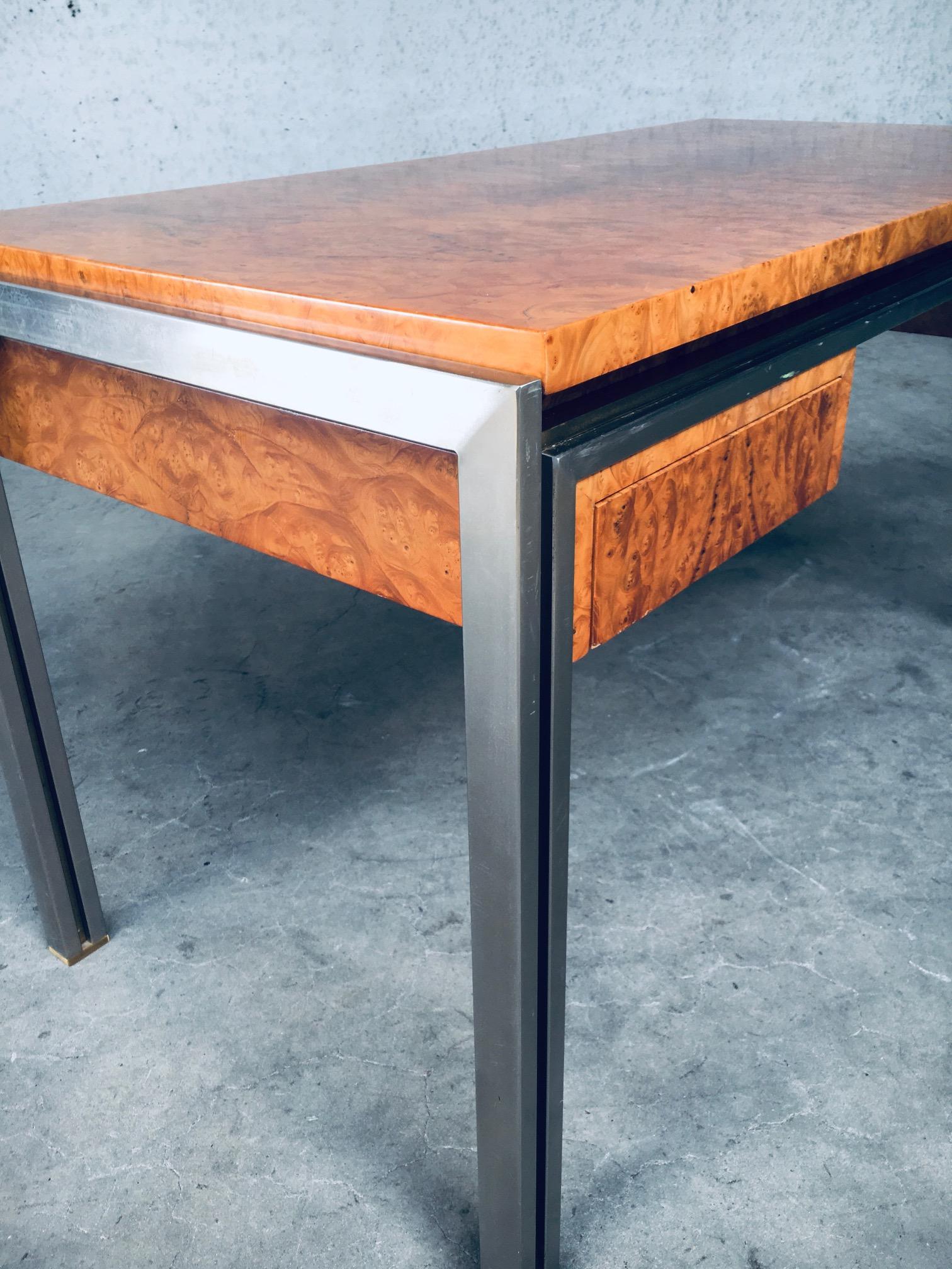 Postmodern Design in Style of Milo Baughman Burl Wood Desk, 1970's For Sale 5