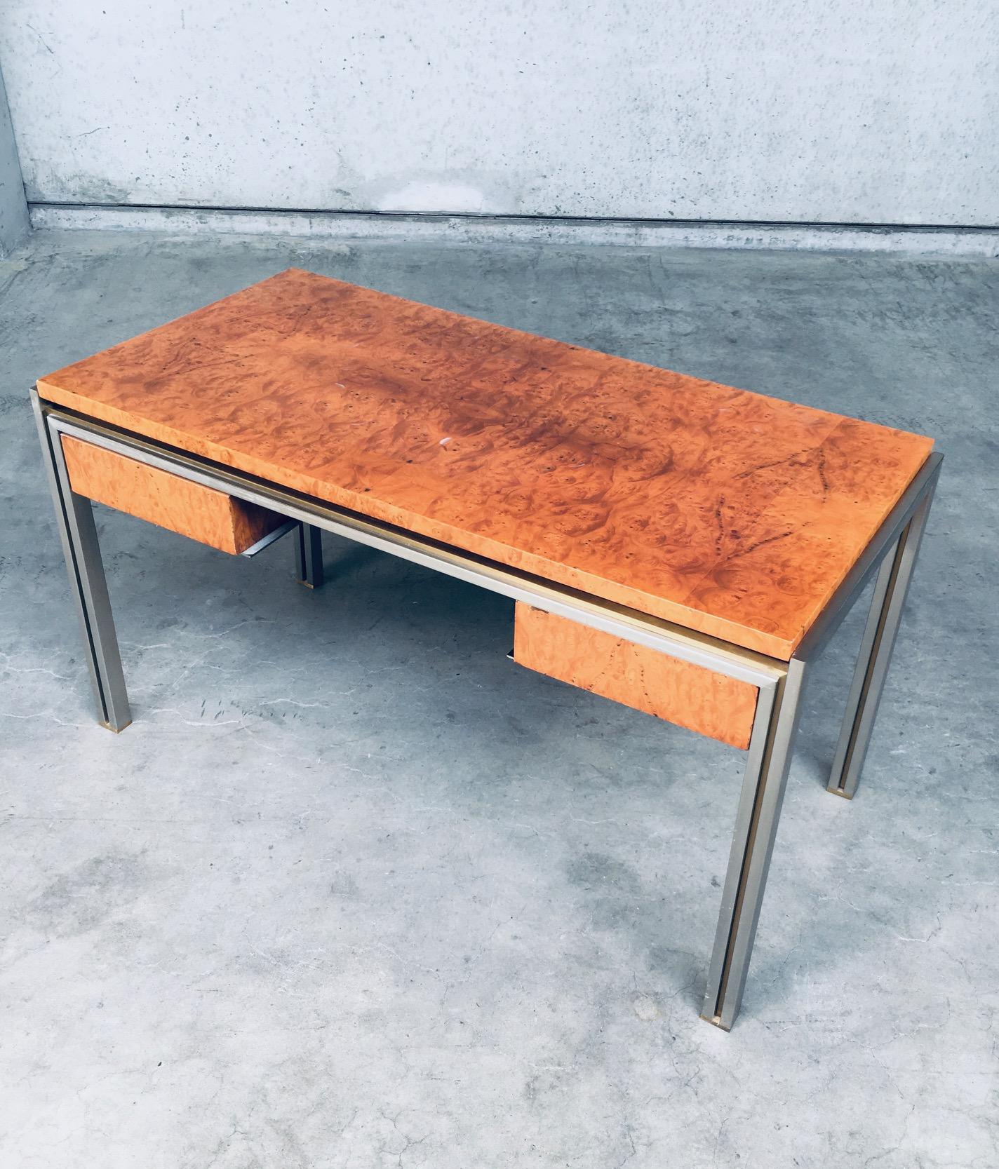 Postmodern Design in Style of Milo Baughman Burl Wood Desk, 1970's For Sale 7