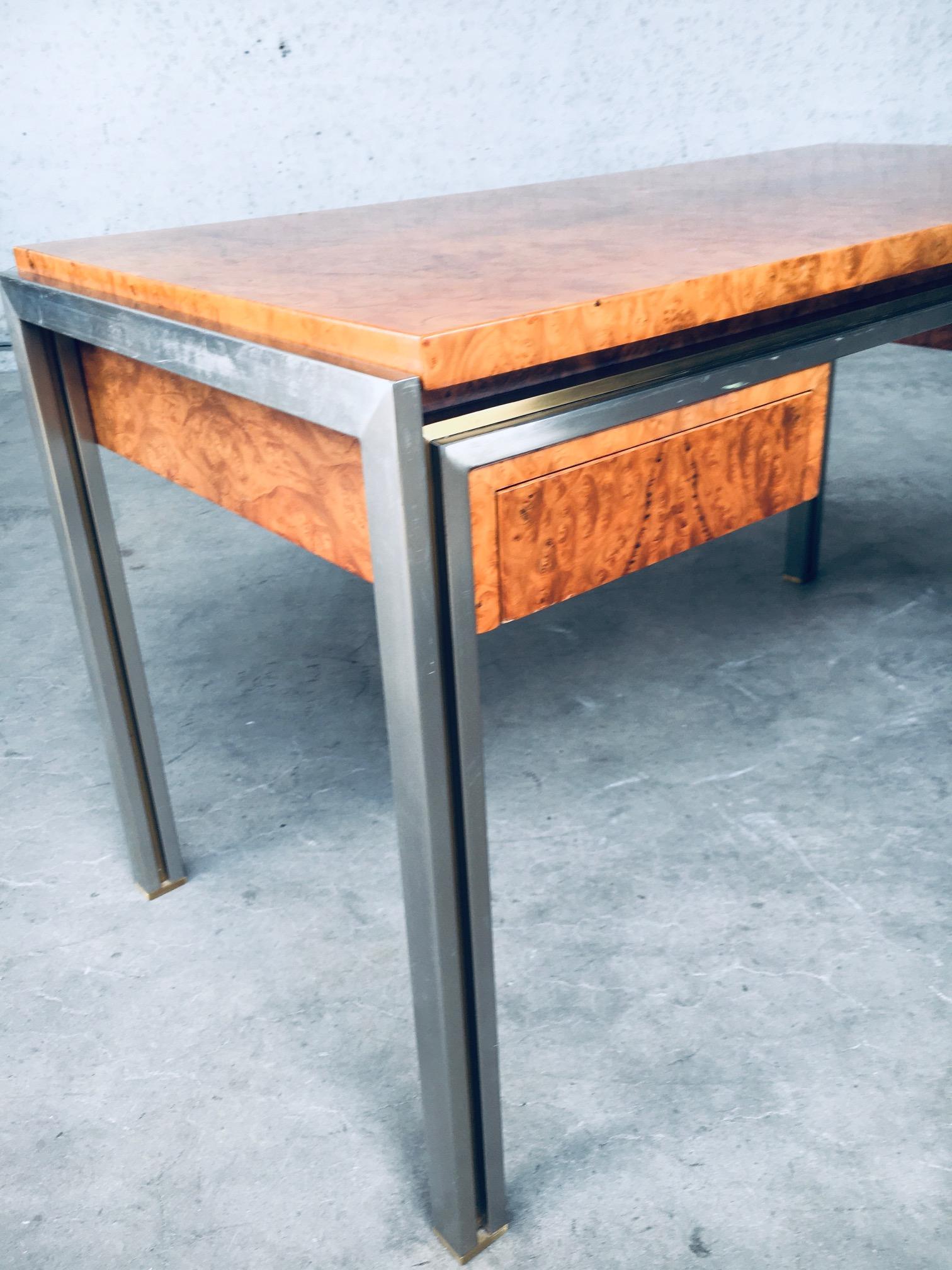 Postmodern Design in Style of Milo Baughman Burl Wood Desk, 1970's For Sale 8