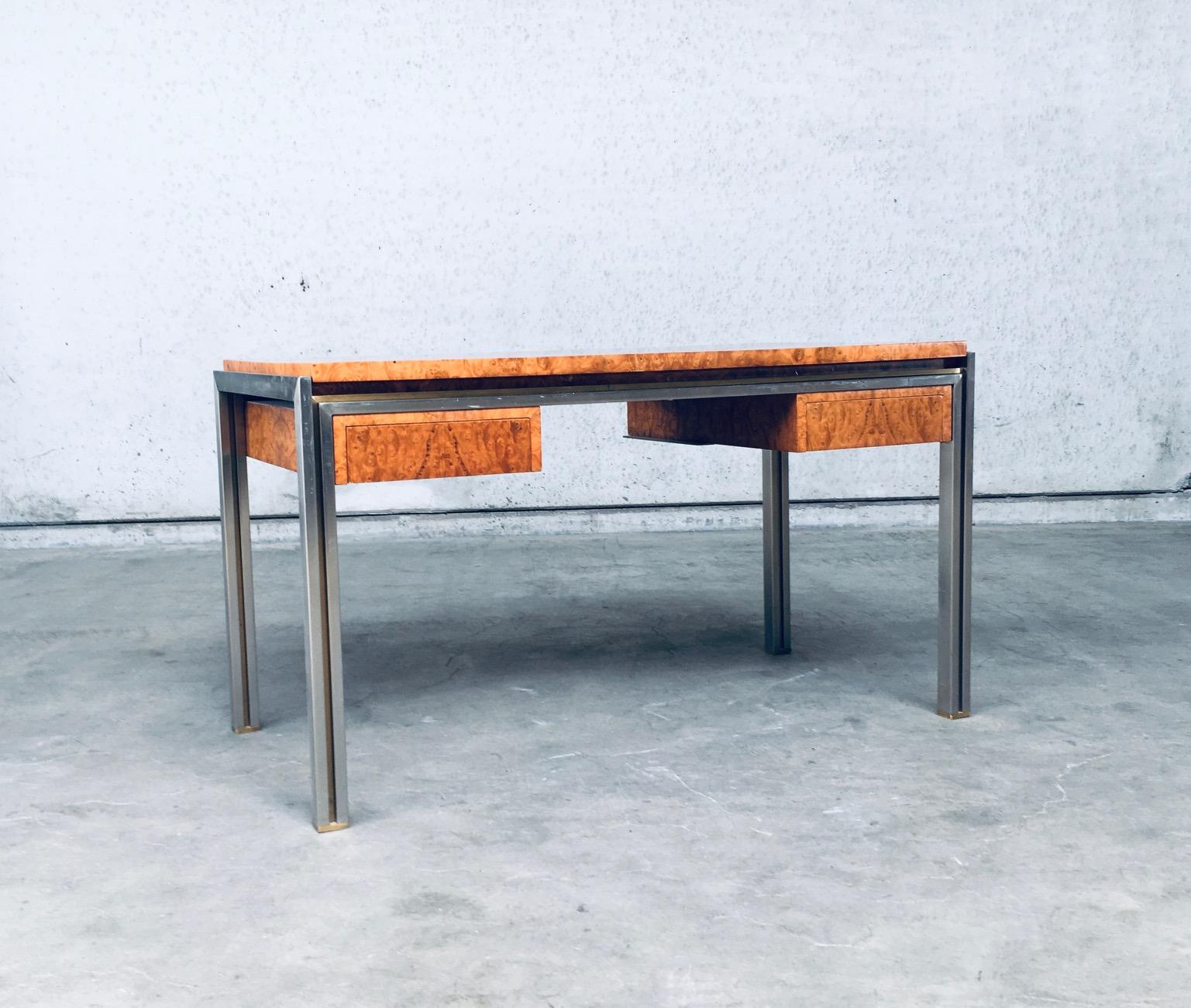 Post-Modern Postmodern Design in Style of Milo Baughman Burl Wood Desk, 1970's For Sale