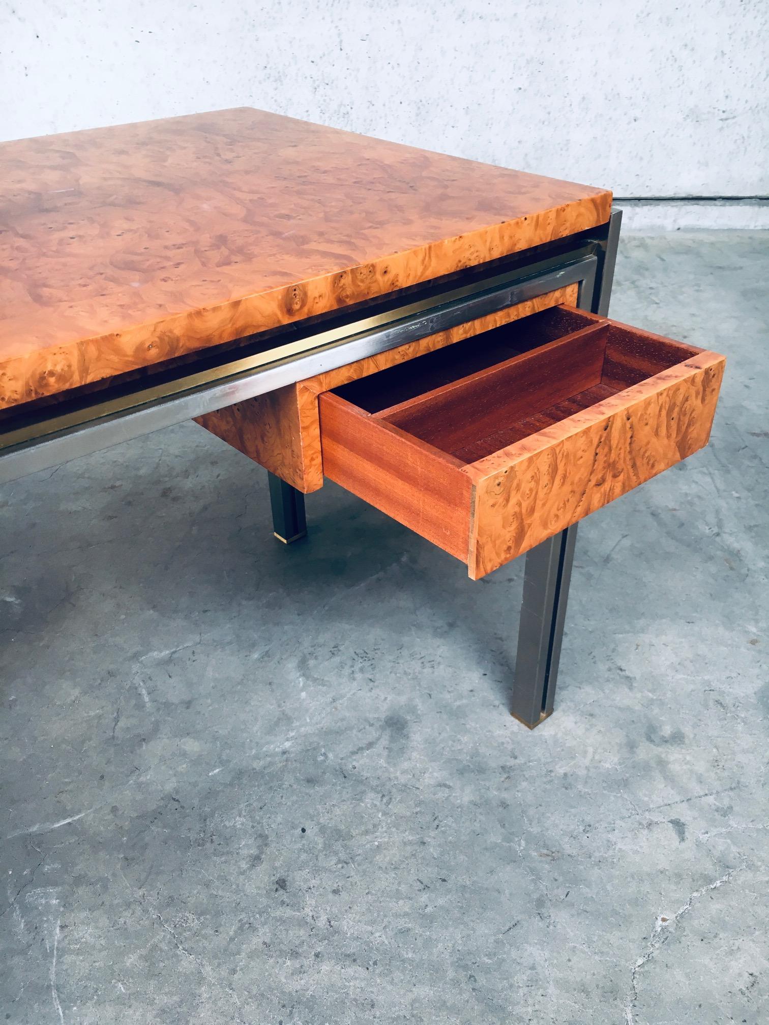 Postmodern Design in Style of Milo Baughman Burl Wood Desk, 1970's For Sale 1