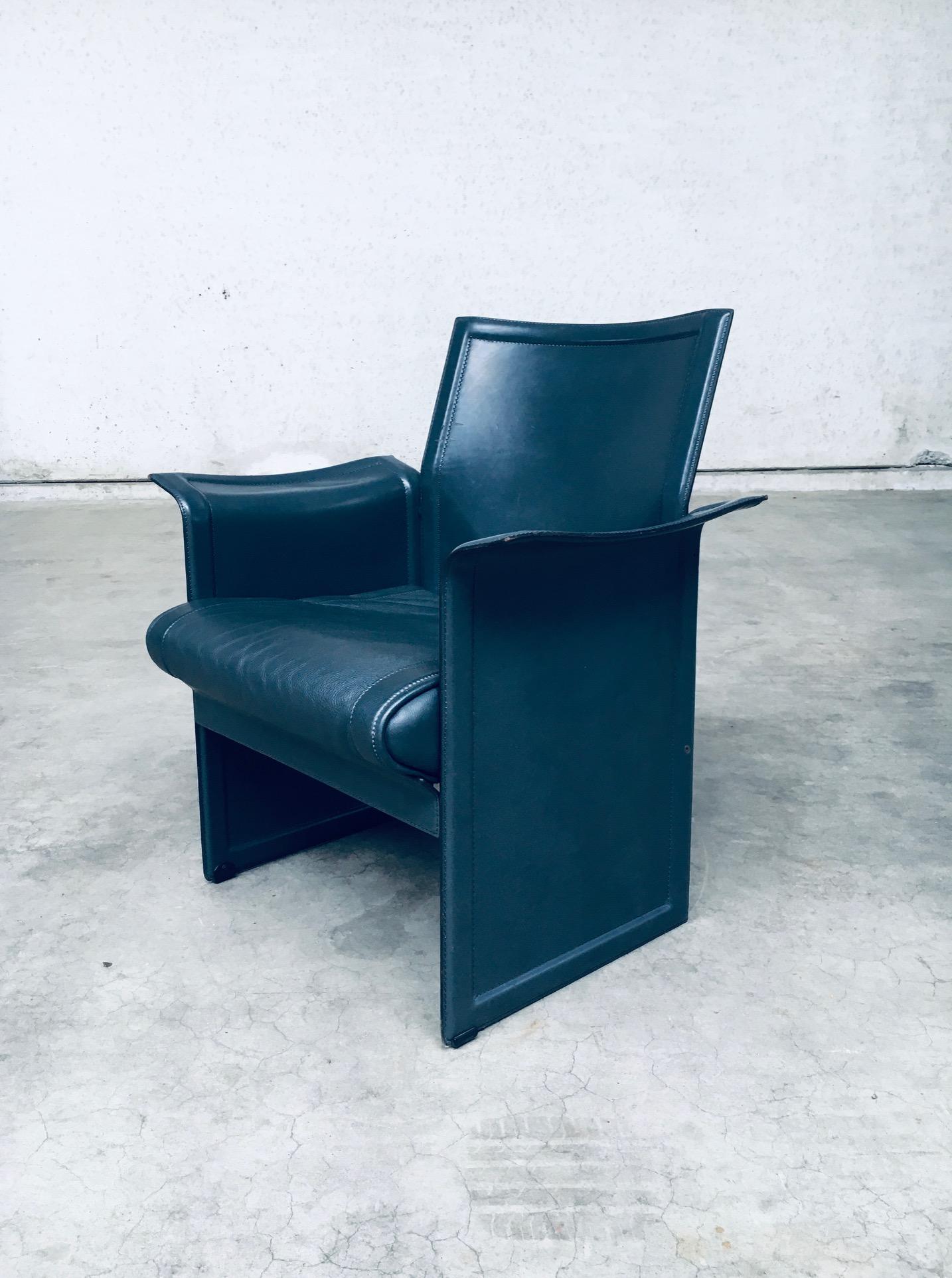 Late 20th Century Postmodern Design KORIUM KM1 Leather Armchair by Tito Agnoli for Matteo Grassi For Sale