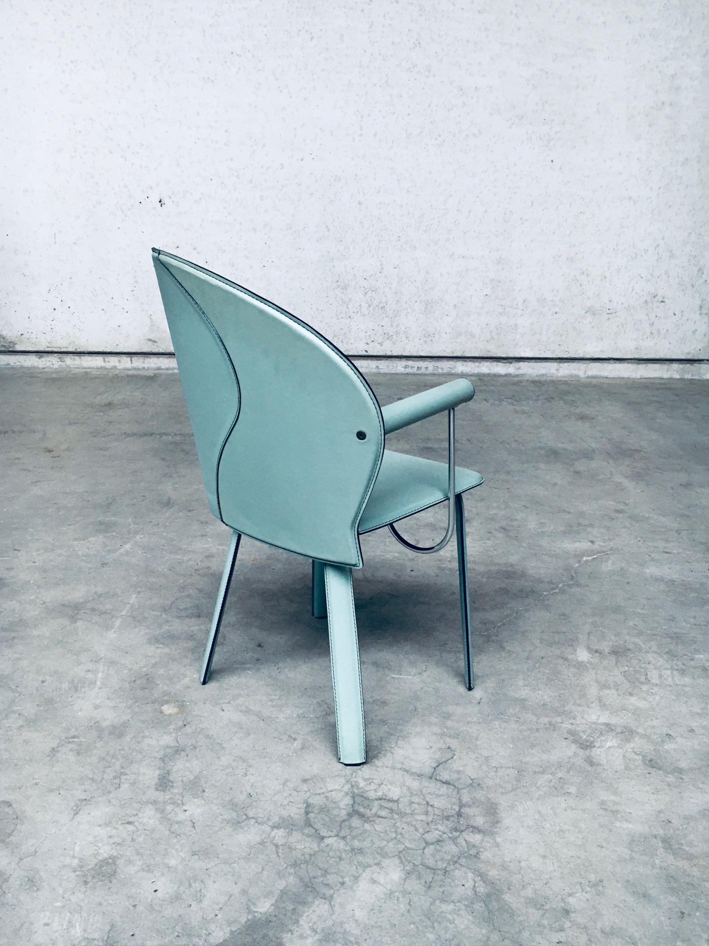 Ensemble de chaises de salle à manger en cuir au design postmoderne de Mario Morbidelli pour Naos, Italie  en vente 6