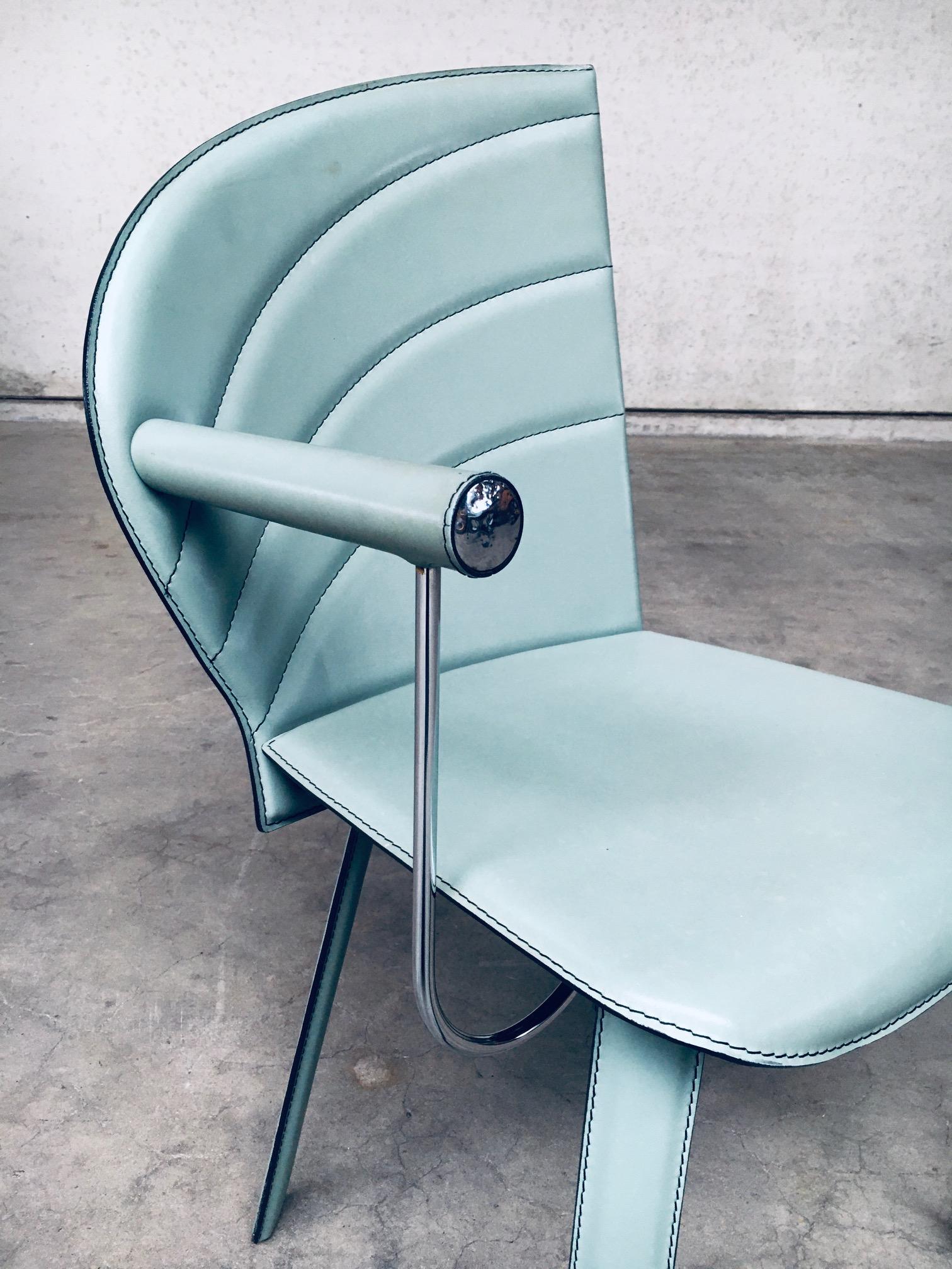 Ensemble de chaises de salle à manger en cuir au design postmoderne de Mario Morbidelli pour Naos, Italie  en vente 7