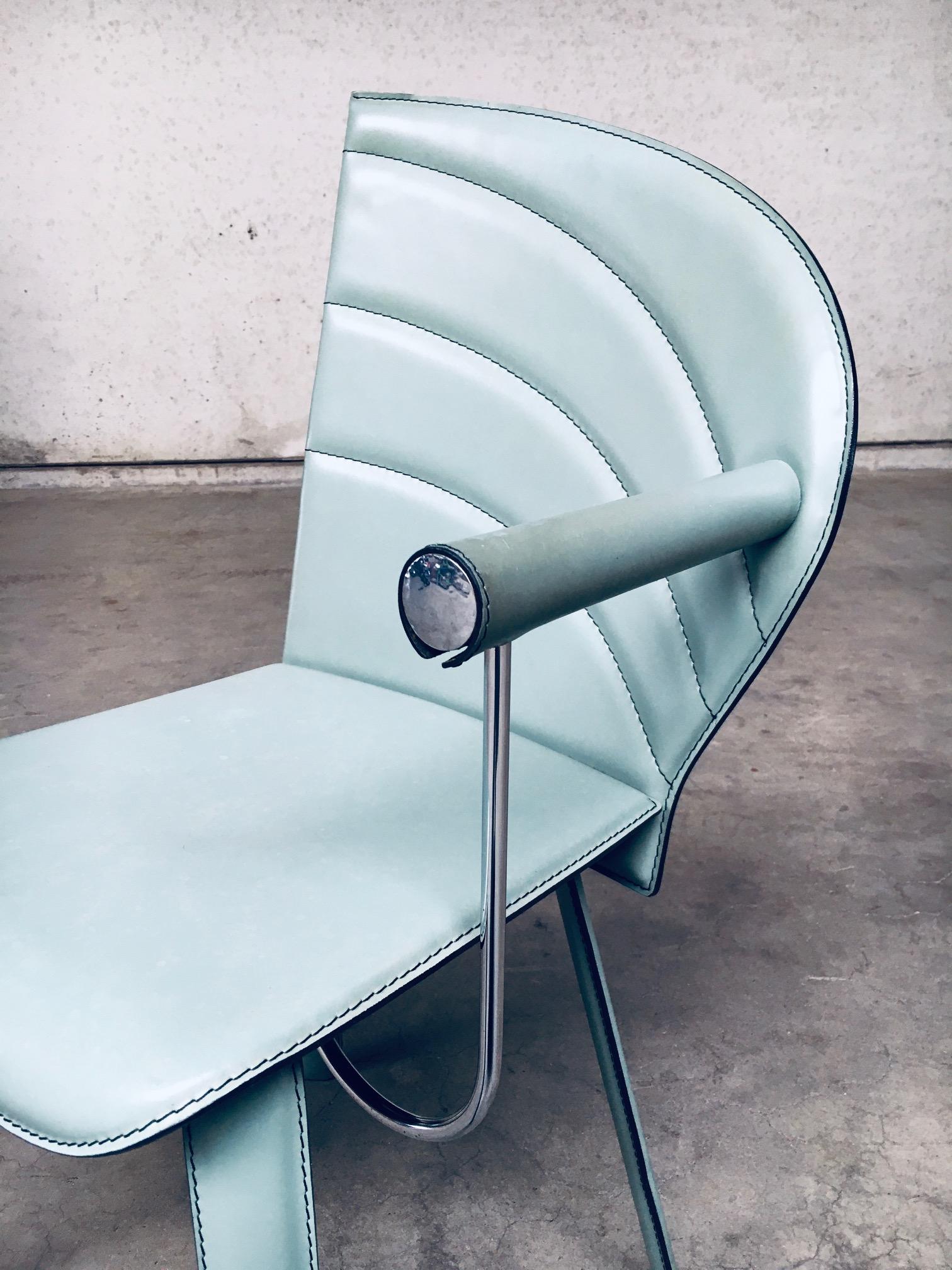 Ensemble de chaises de salle à manger en cuir au design postmoderne de Mario Morbidelli pour Naos, Italie  en vente 12