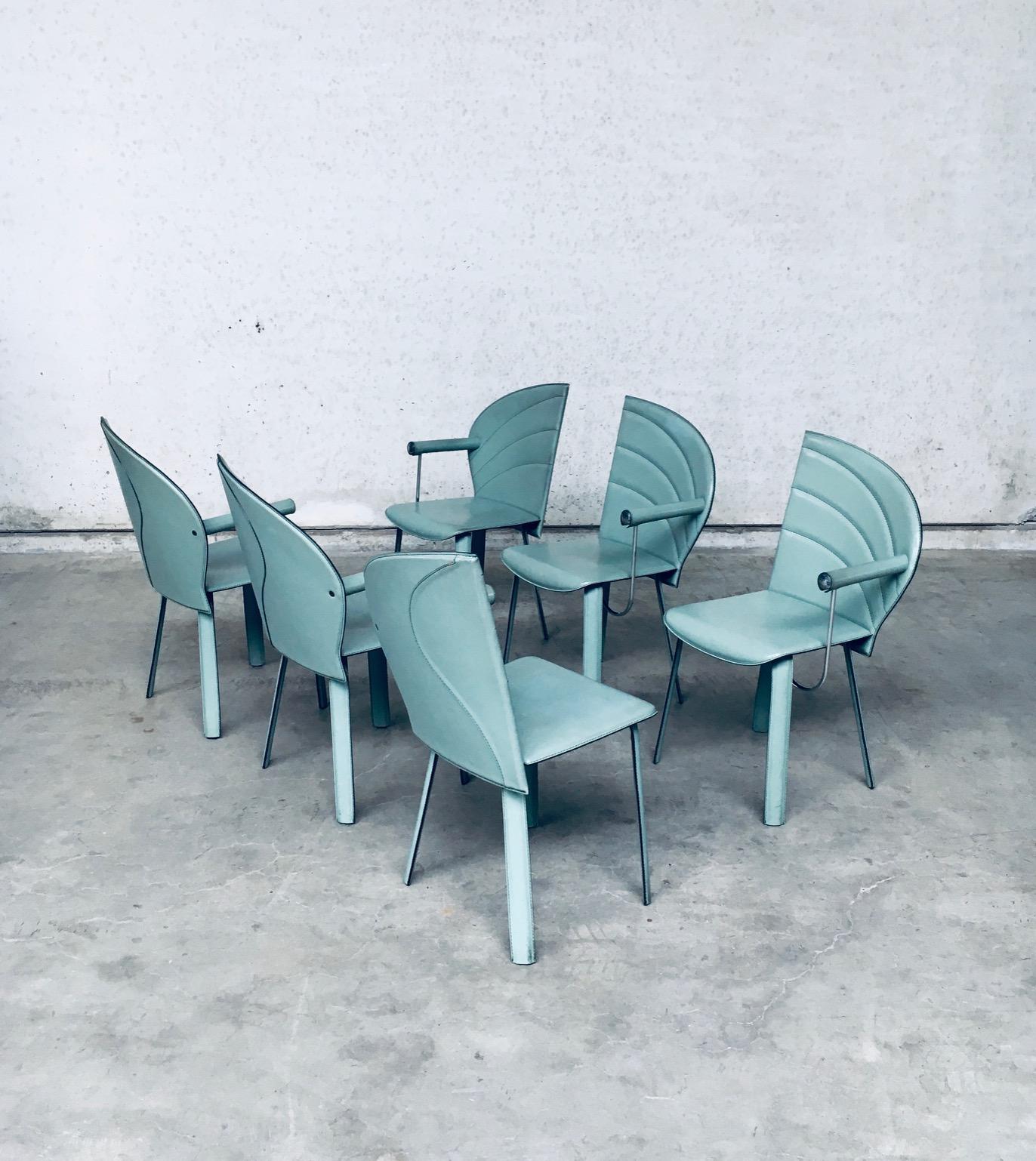 Ensemble de chaises de salle à manger en cuir au design postmoderne de Mario Morbidelli pour Naos, Italie  Bon état - En vente à Oud-Turnhout, VAN