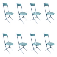 Postmodern Design Leather Dining Chair Set by Zanotta, Italy 1985