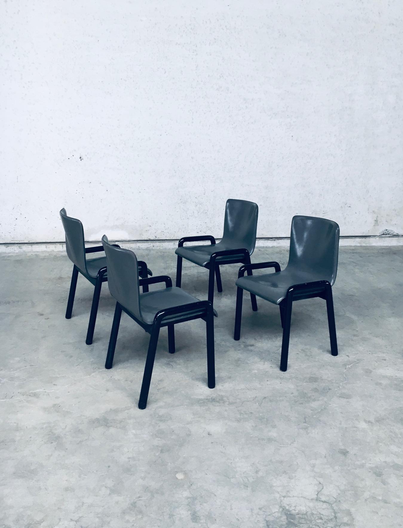 Postmodern Design Leather Dining Chairs, Italy 1980's For Sale 1