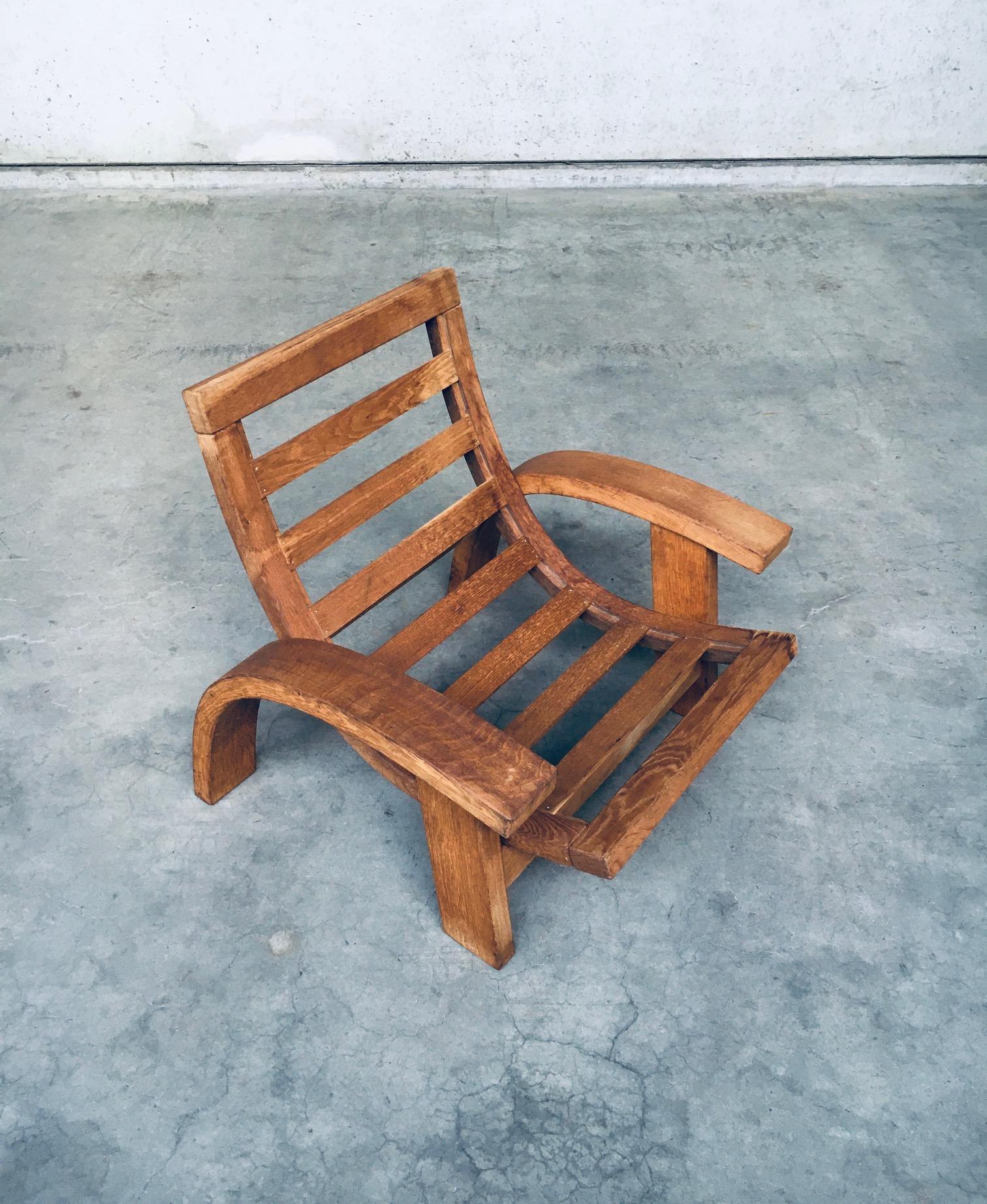 Belgian Postmodern Design Oak Adjustable Lounge Chair