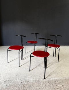 Schlankes Esszimmerstuhl-Set im postmodernen Design, Italien 1980er Jahre