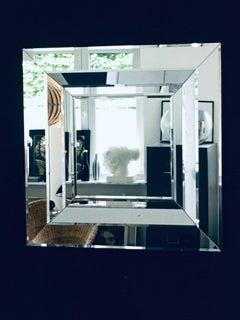Postmodern Design Square Facet Cut Wall Mirror by Deknudt, Belgium 1970's