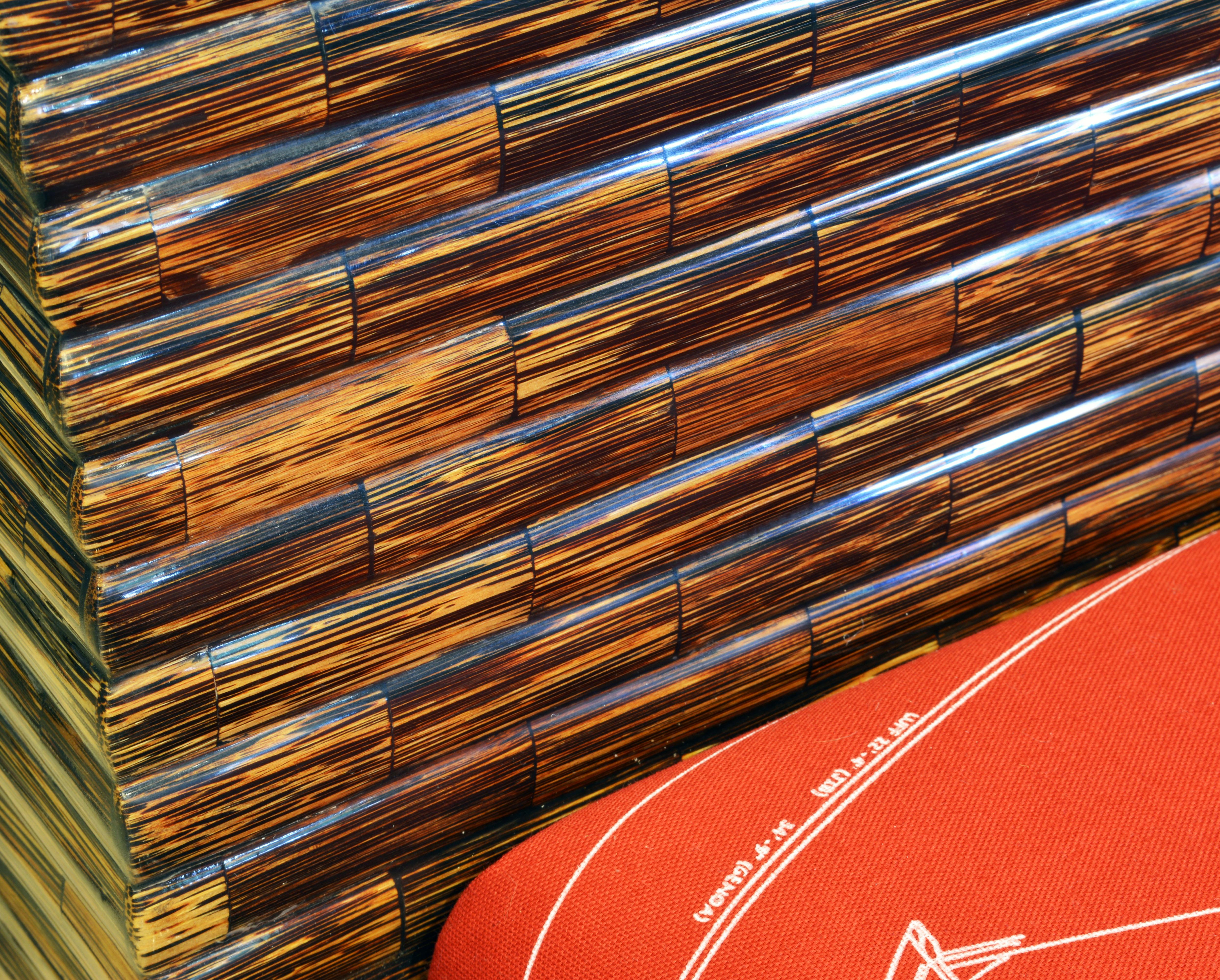Postmodern Design Tessellated Coconut Palm Wood Bench by Enrique Garcel 5