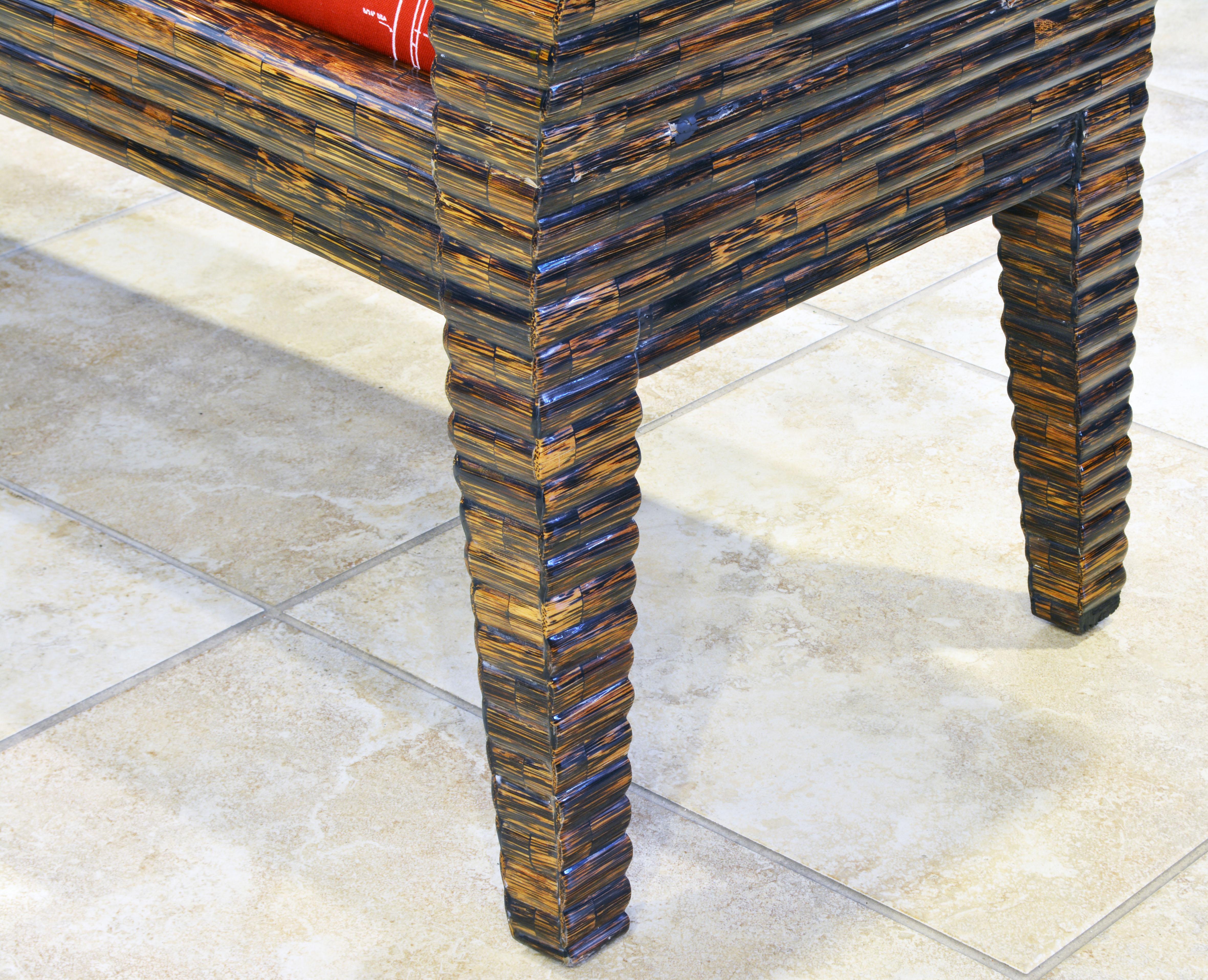 Postmodern Design Tessellated Coconut Palm Wood Bench by Enrique Garcel 7