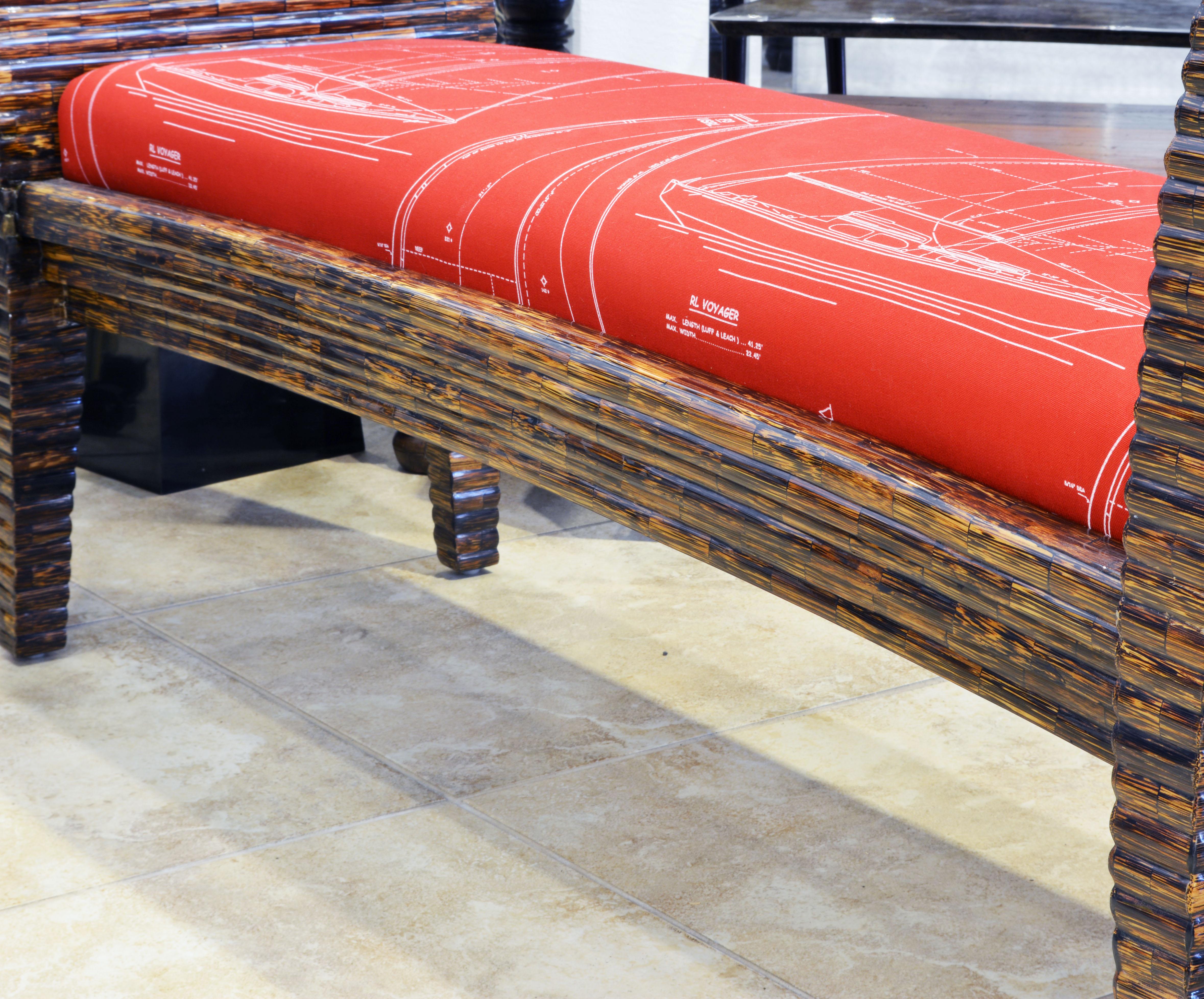 Postmodern Design Tessellated Coconut Palm Wood Bench by Enrique Garcel 8