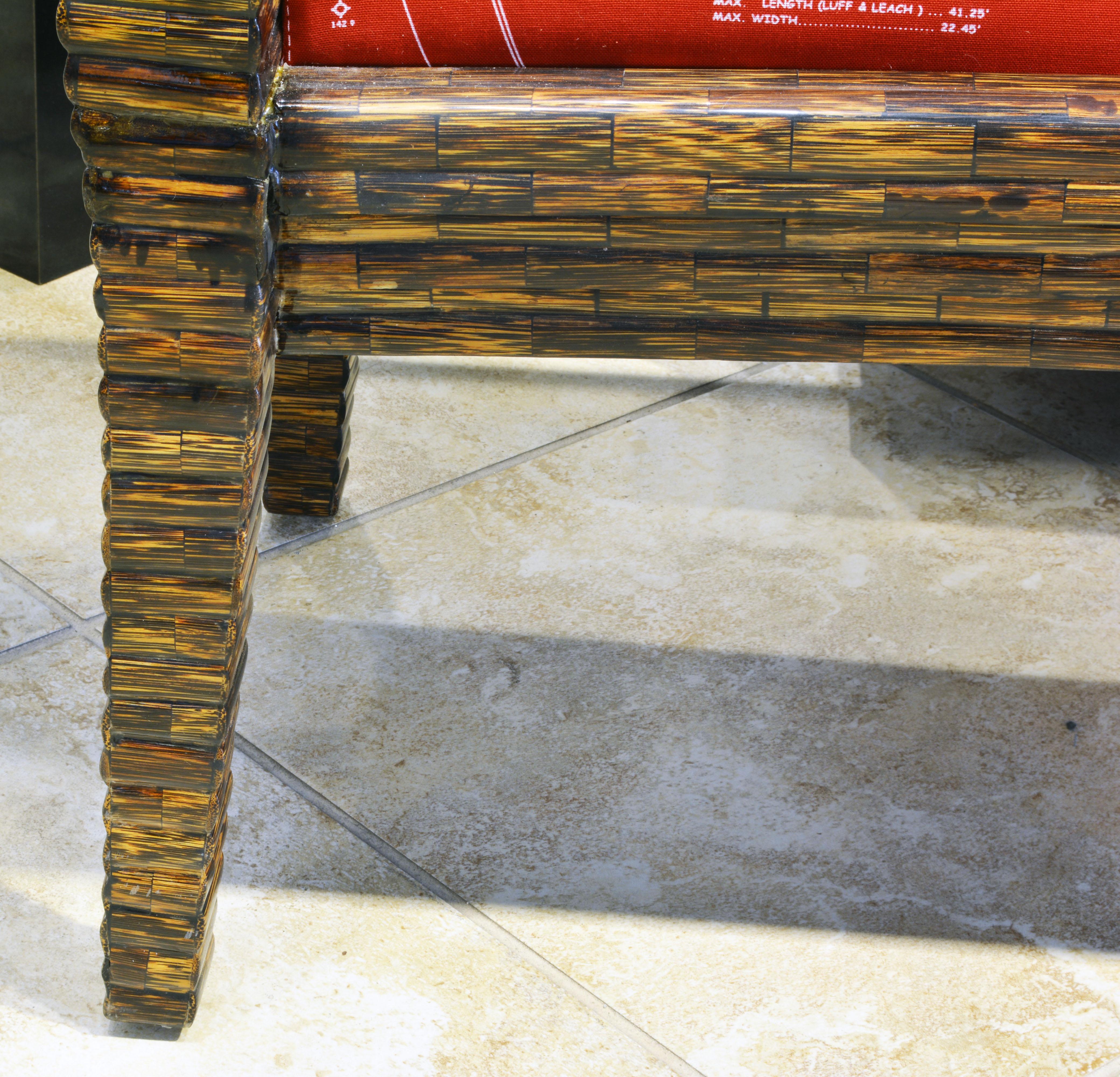 Postmodern Design Tessellated Coconut Palm Wood Bench by Enrique Garcel In Good Condition In Ft. Lauderdale, FL