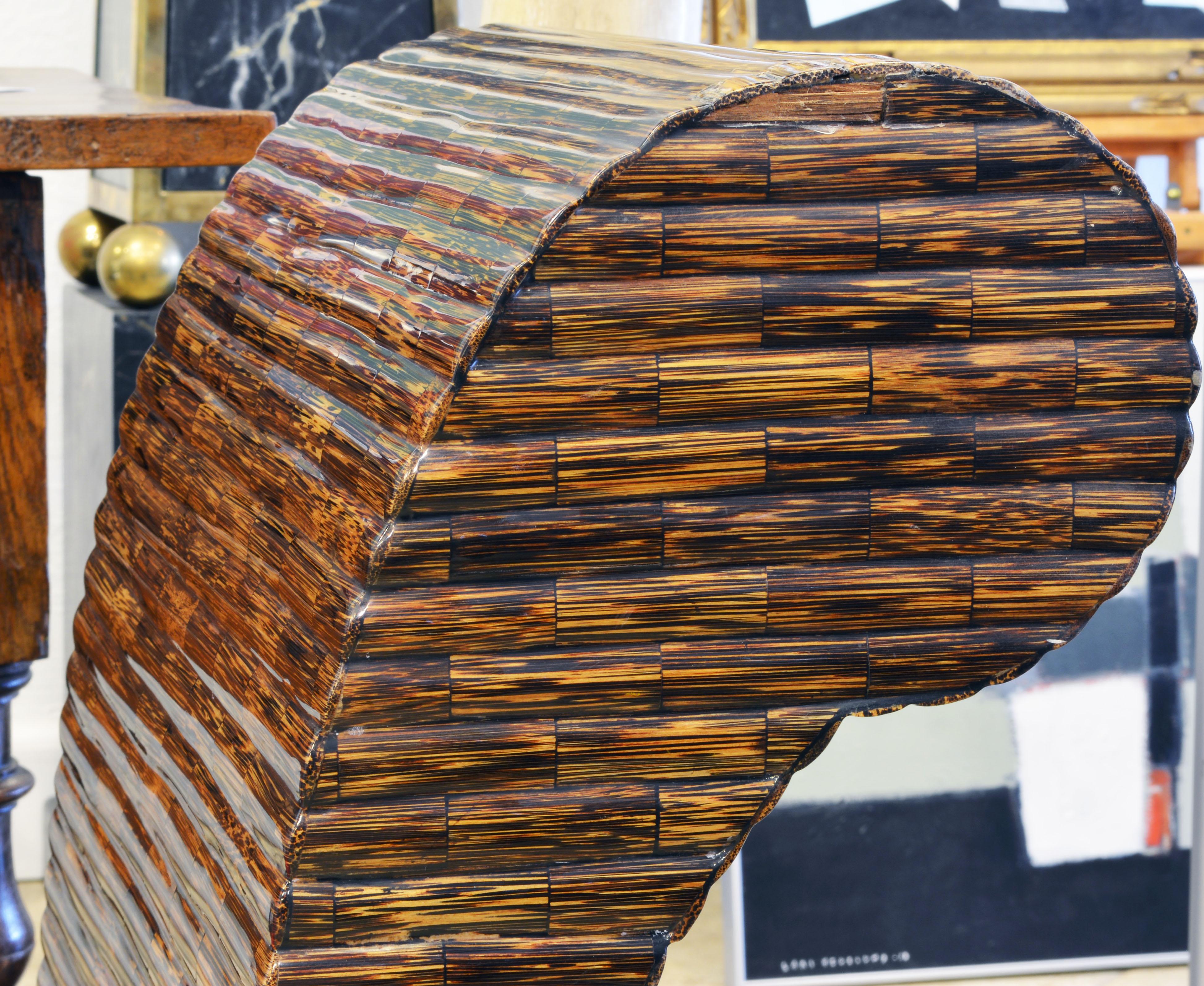 20th Century Postmodern Design Tessellated Coconut Palm Wood Bench by Enrique Garcel