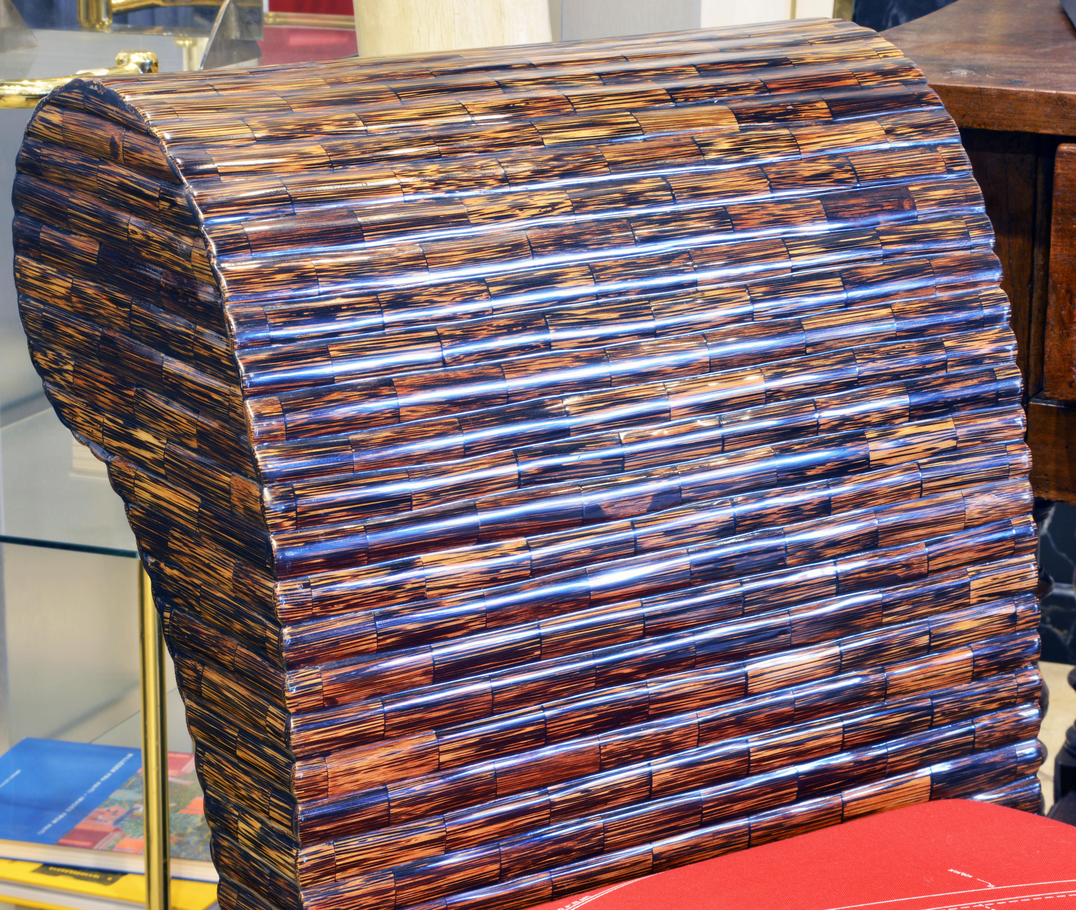 Postmodern Design Tessellated Coconut Palm Wood Bench by Enrique Garcel 1
