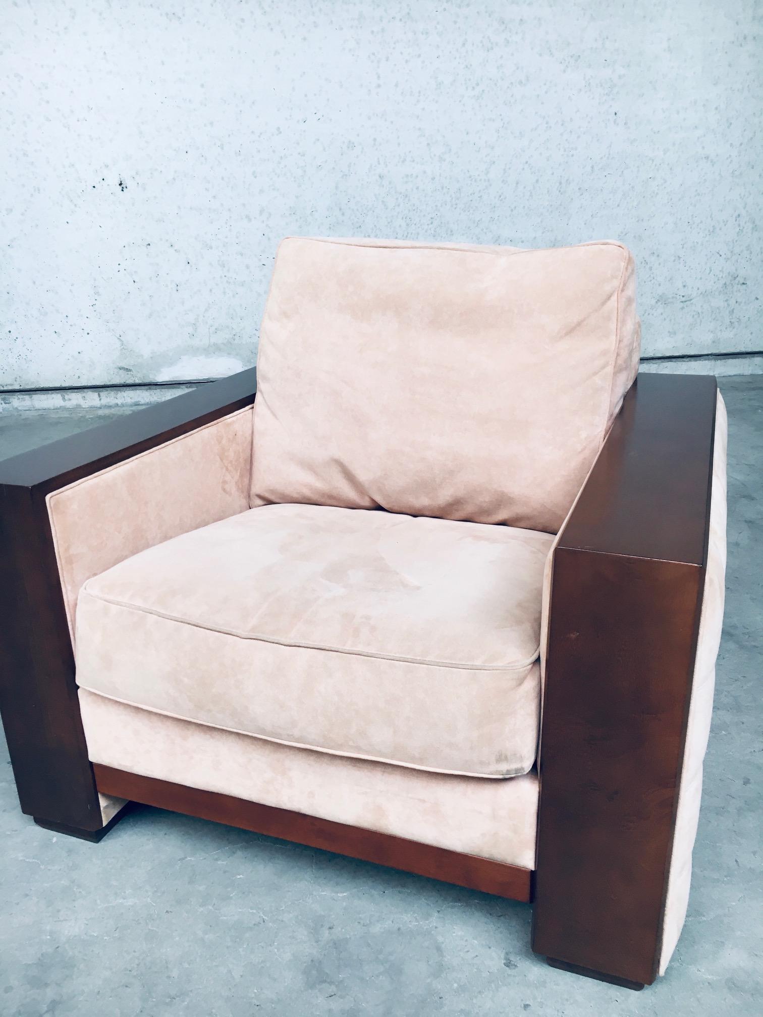 Suede Postmodern Design XL Armchair by Roche Bobois, France 1980's For Sale