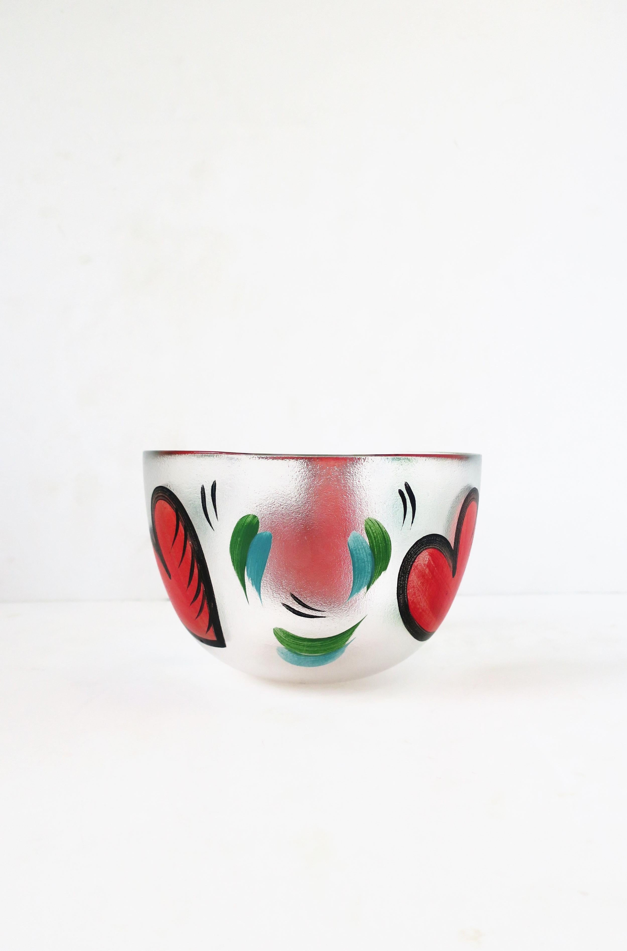Post-Modern Postmodern Designer Bowl Hearts by Artist Ulrica Hydman-Vallien for Kosta Boda