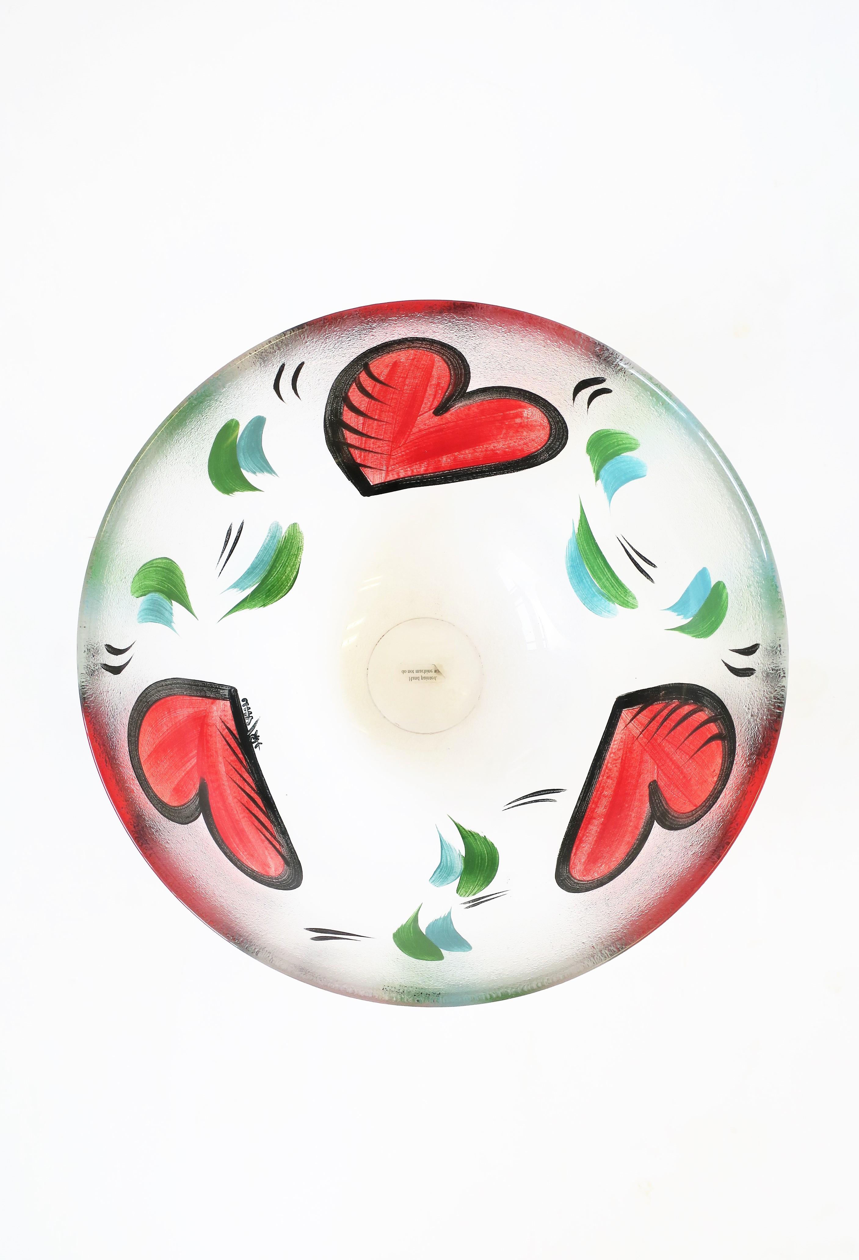 Swedish Postmodern Designer Bowl Hearts by Artist Ulrica Hydman-Vallien for Kosta Boda