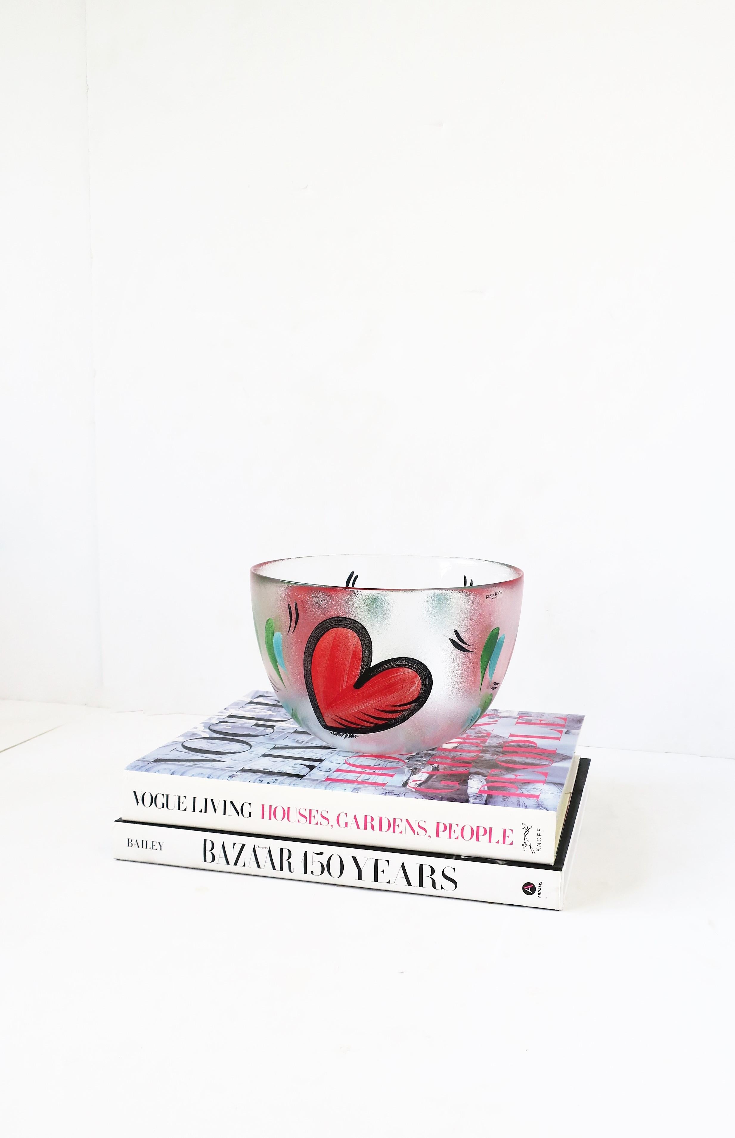 Postmodern Designer Bowl Hearts by Artist Ulrica Hydman-Vallien for Kosta Boda In Good Condition In New York, NY