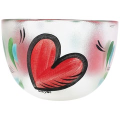 Postmodern Designer Bowl Hearts by Artist Ulrica Hydman-Vallien for Kosta Boda