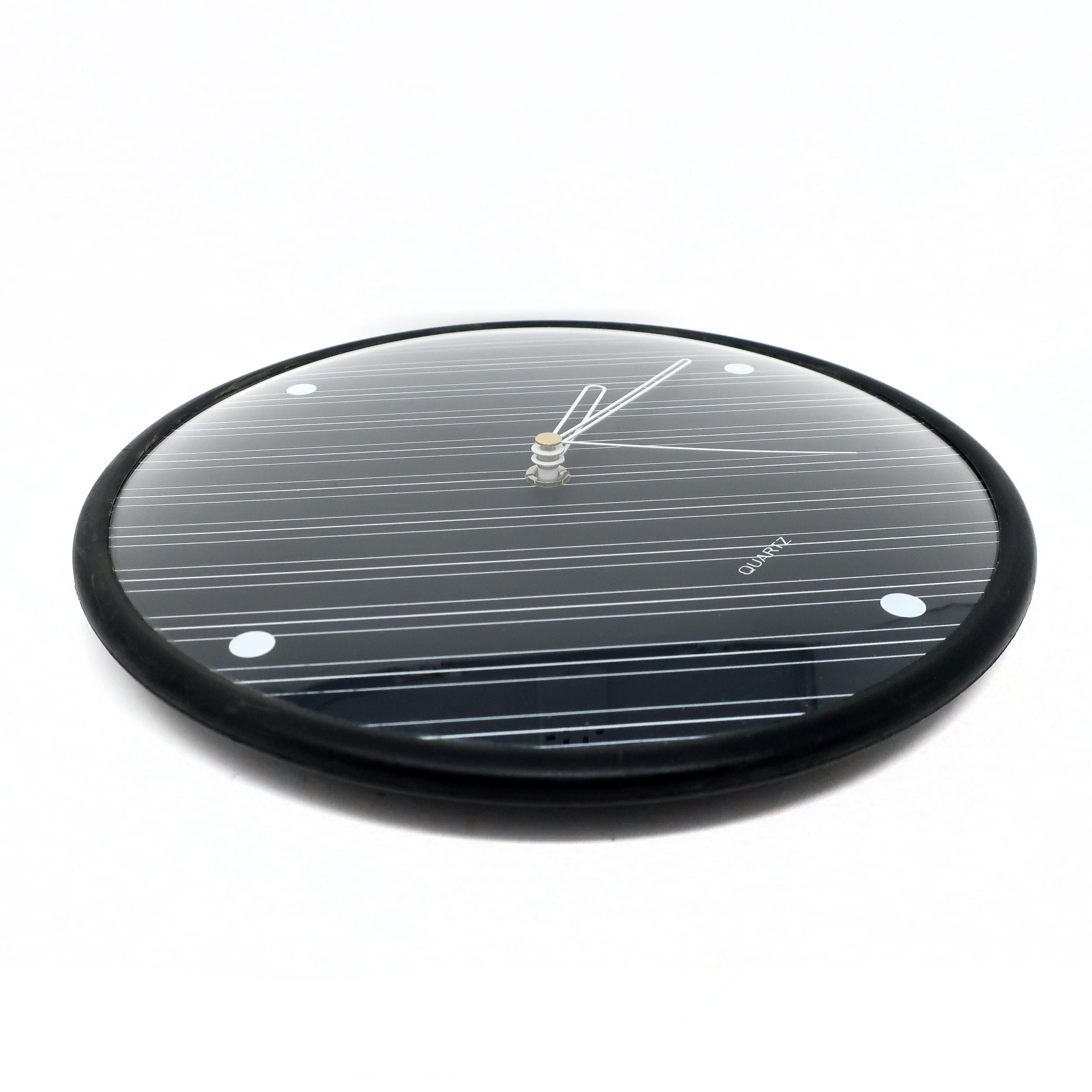 Postmodern Diagonal Pin Stripe Wall Clock by Baker Hart & Stuart In Good Condition For Sale In Brooklyn, NY