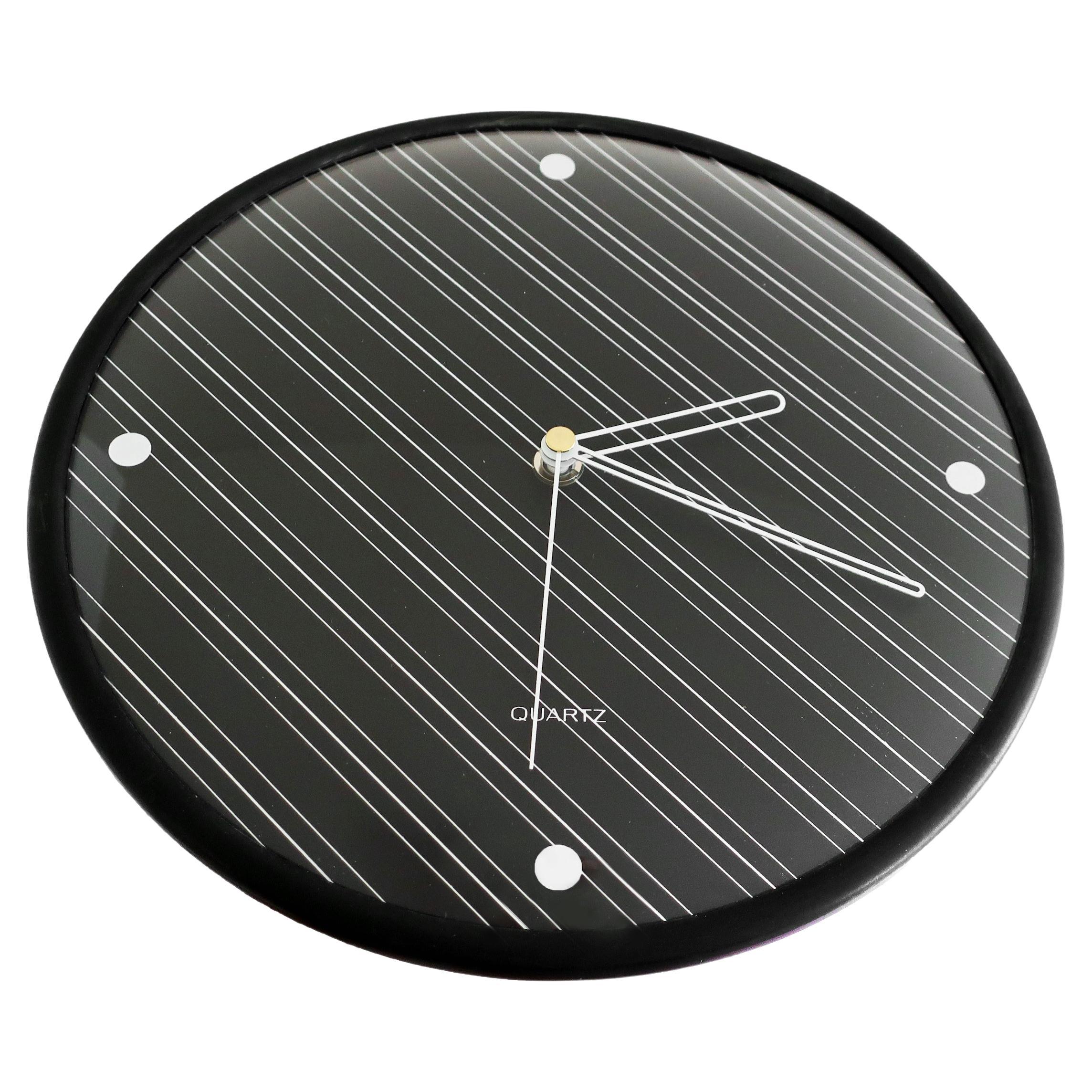 Postmodern Diagonal Pin Stripe Wall Clock by Baker Hart & Stuart For Sale