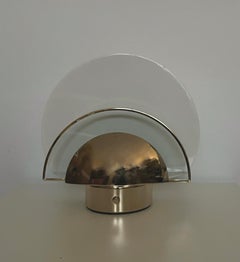 Postmodern Dimmable Spanish Gold White Table Lamp by Estiluz, Barcelona, 1980s