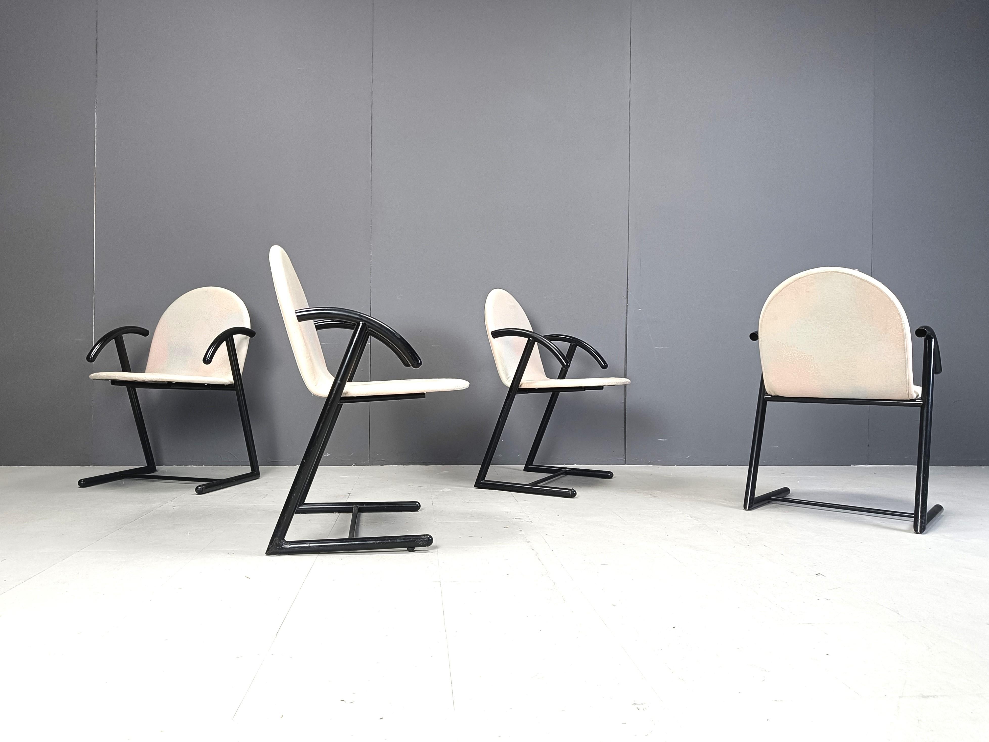 Metal Postmodern dining chairs, 1980s For Sale