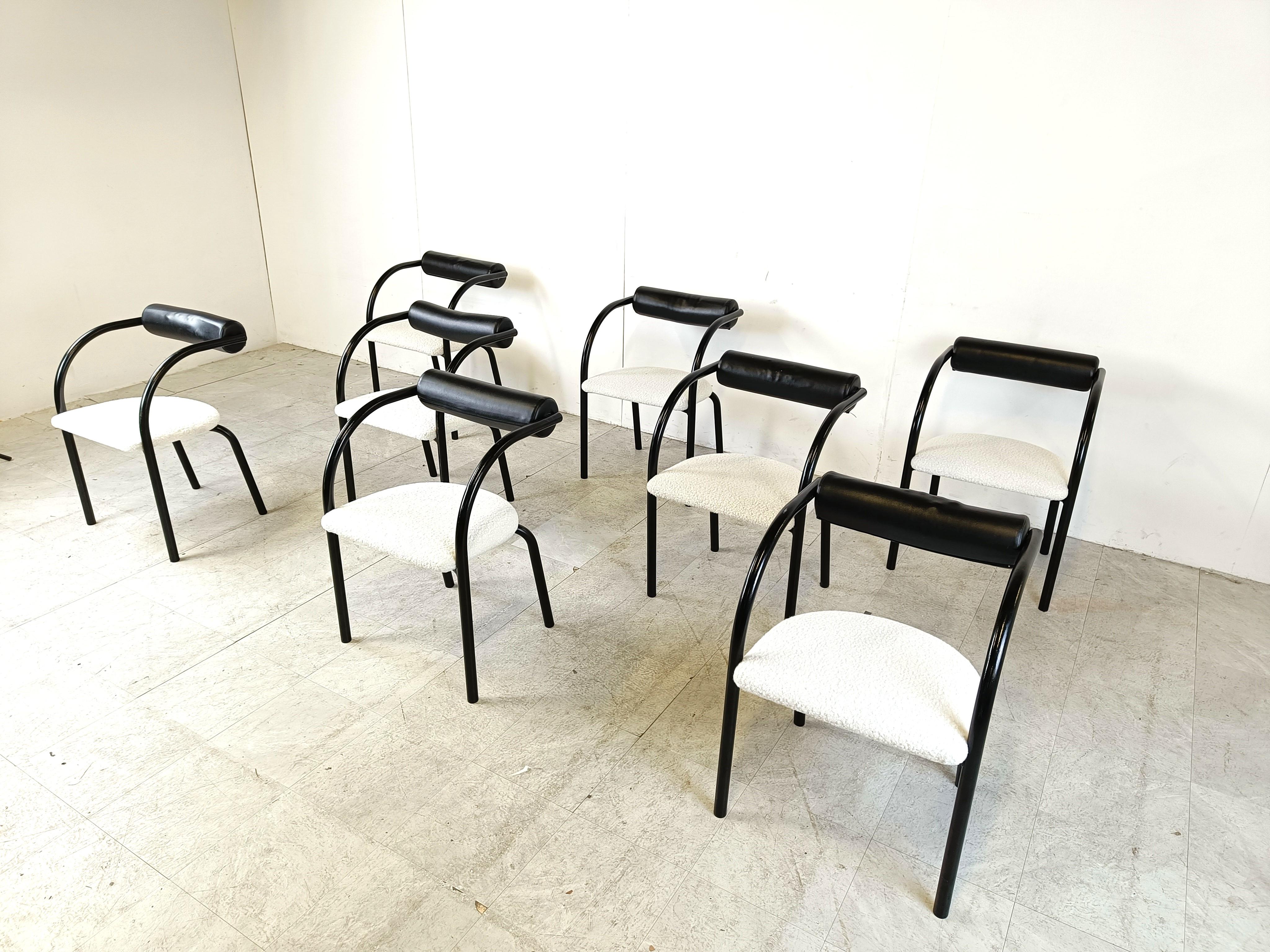 Italian Postmodern dining chairs, 1980s, Set of 8