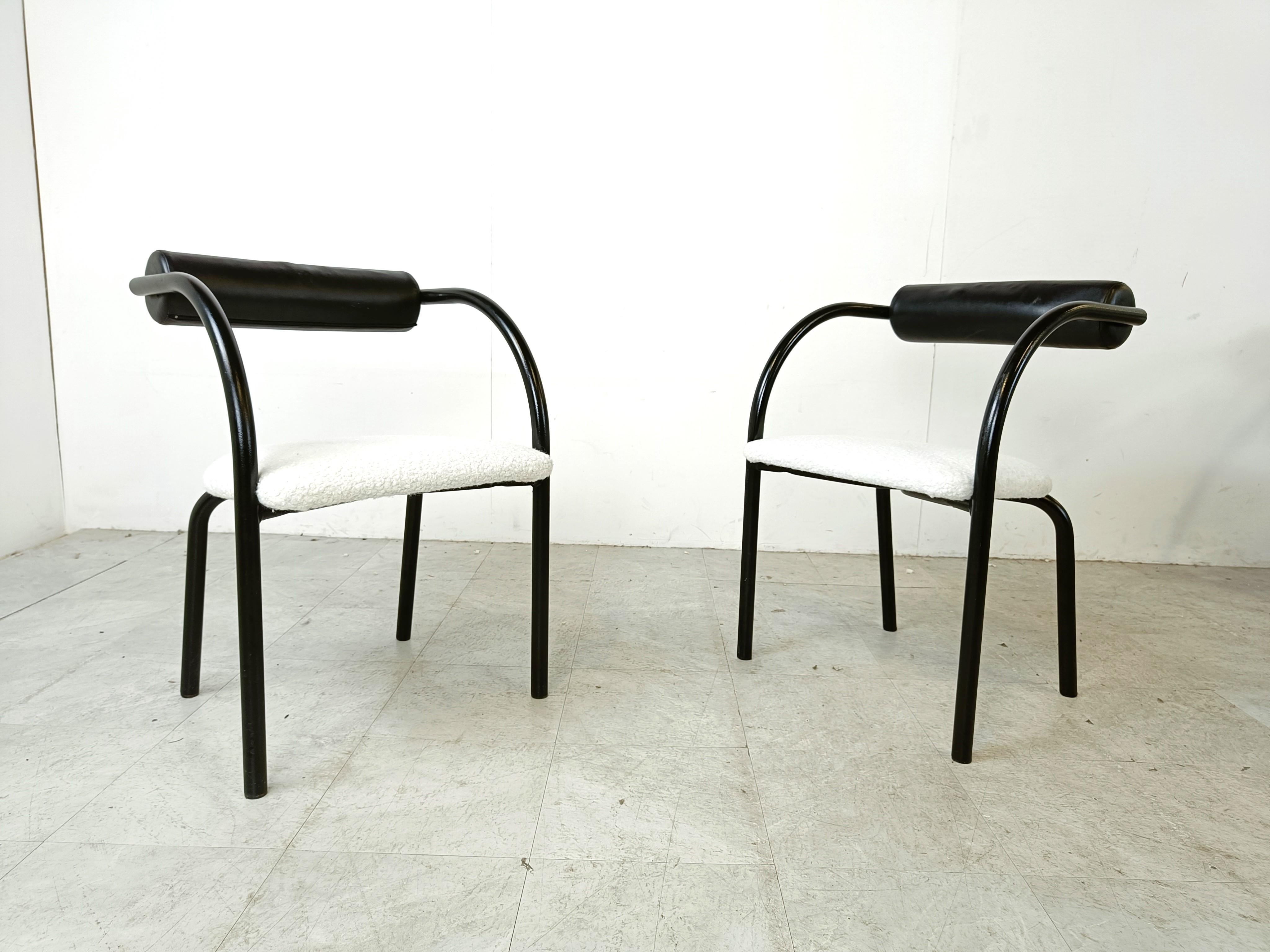 Metal Postmodern dining chairs, 1980s, Set of 8