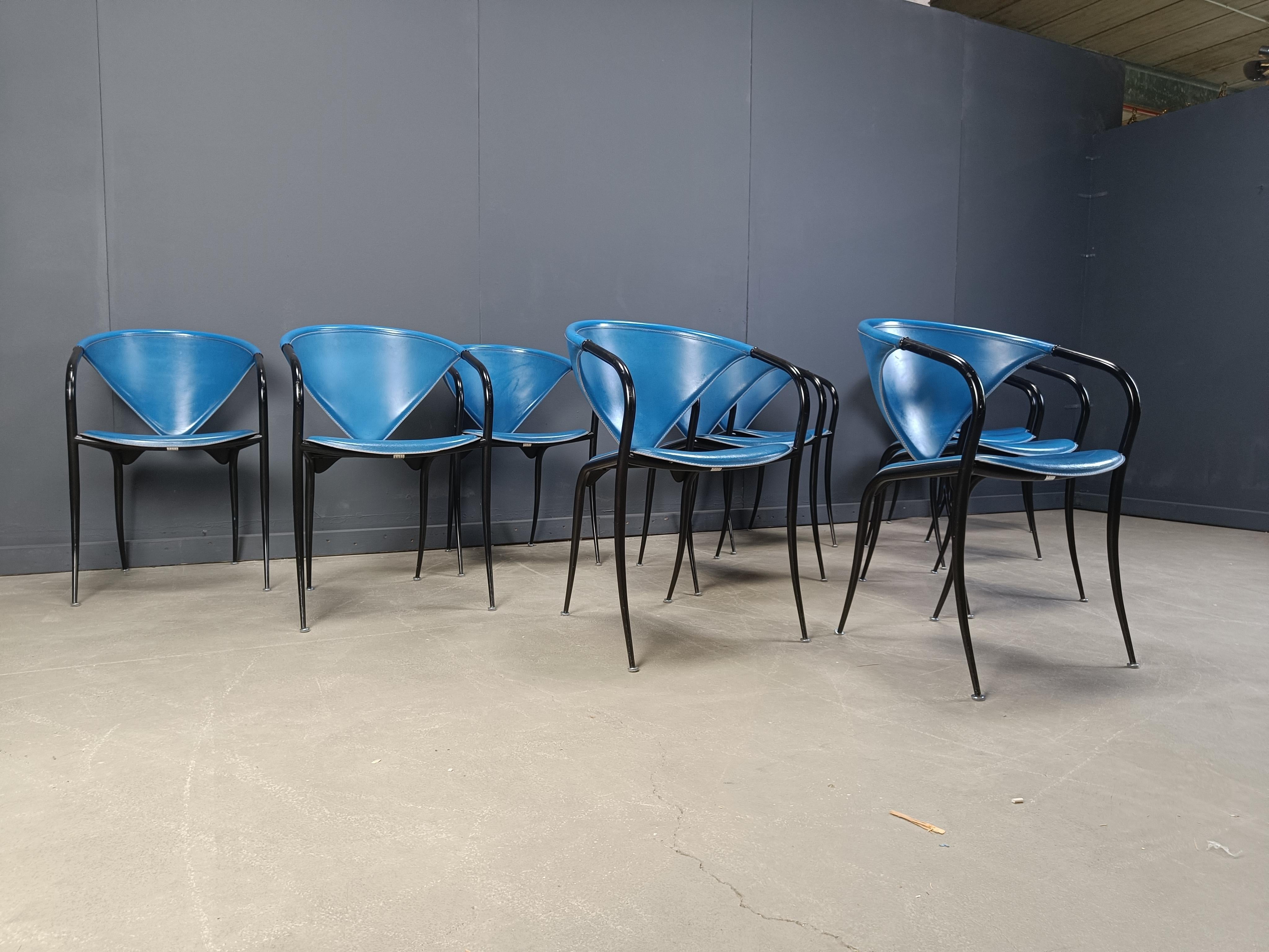 Sillas de comedor postmodernas de Naos italy, juego de 10 - Años 80 Metal en venta