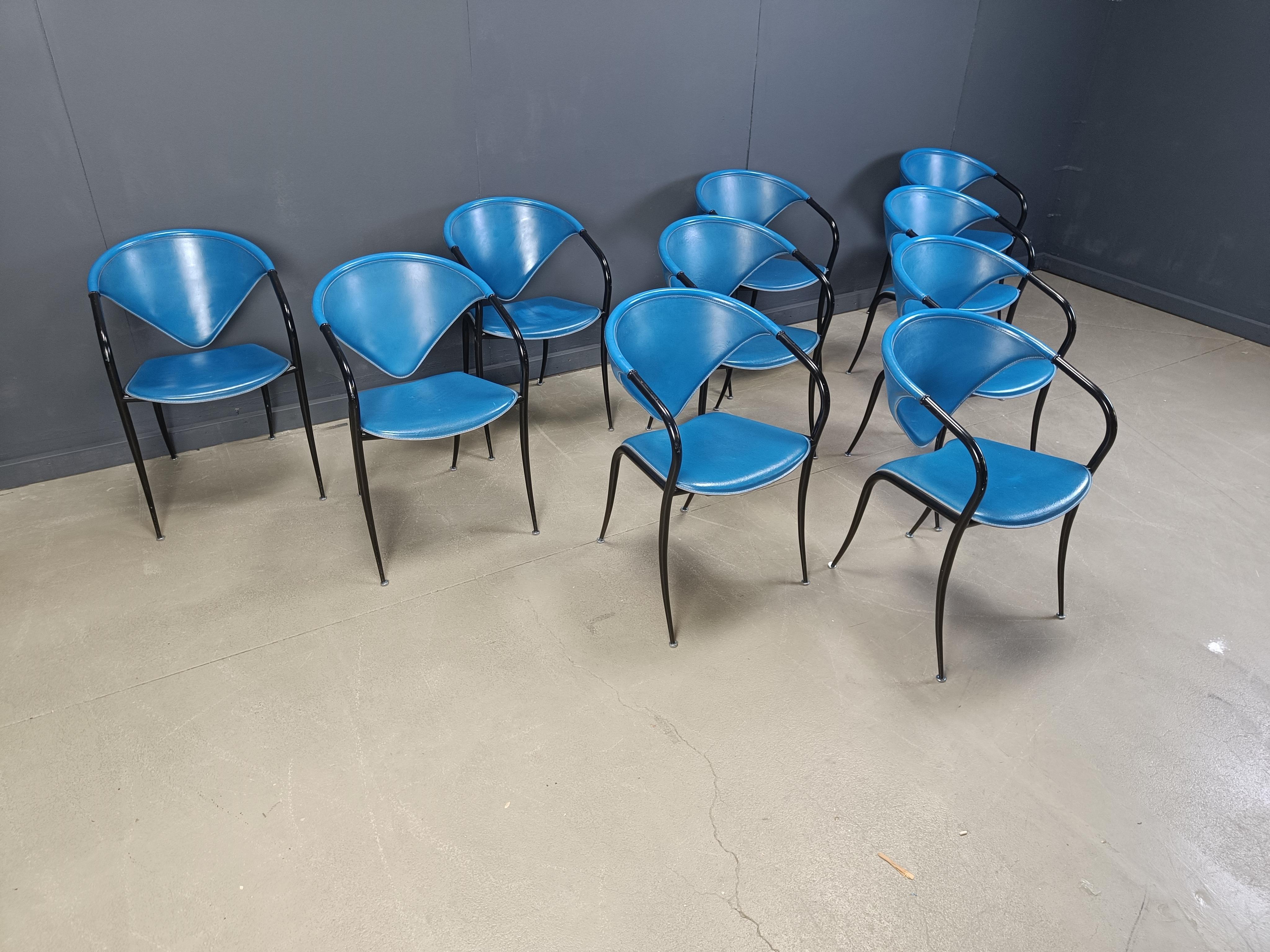 Sillas de comedor postmodernas de Naos italy, juego de 10 - Años 80 en venta 1