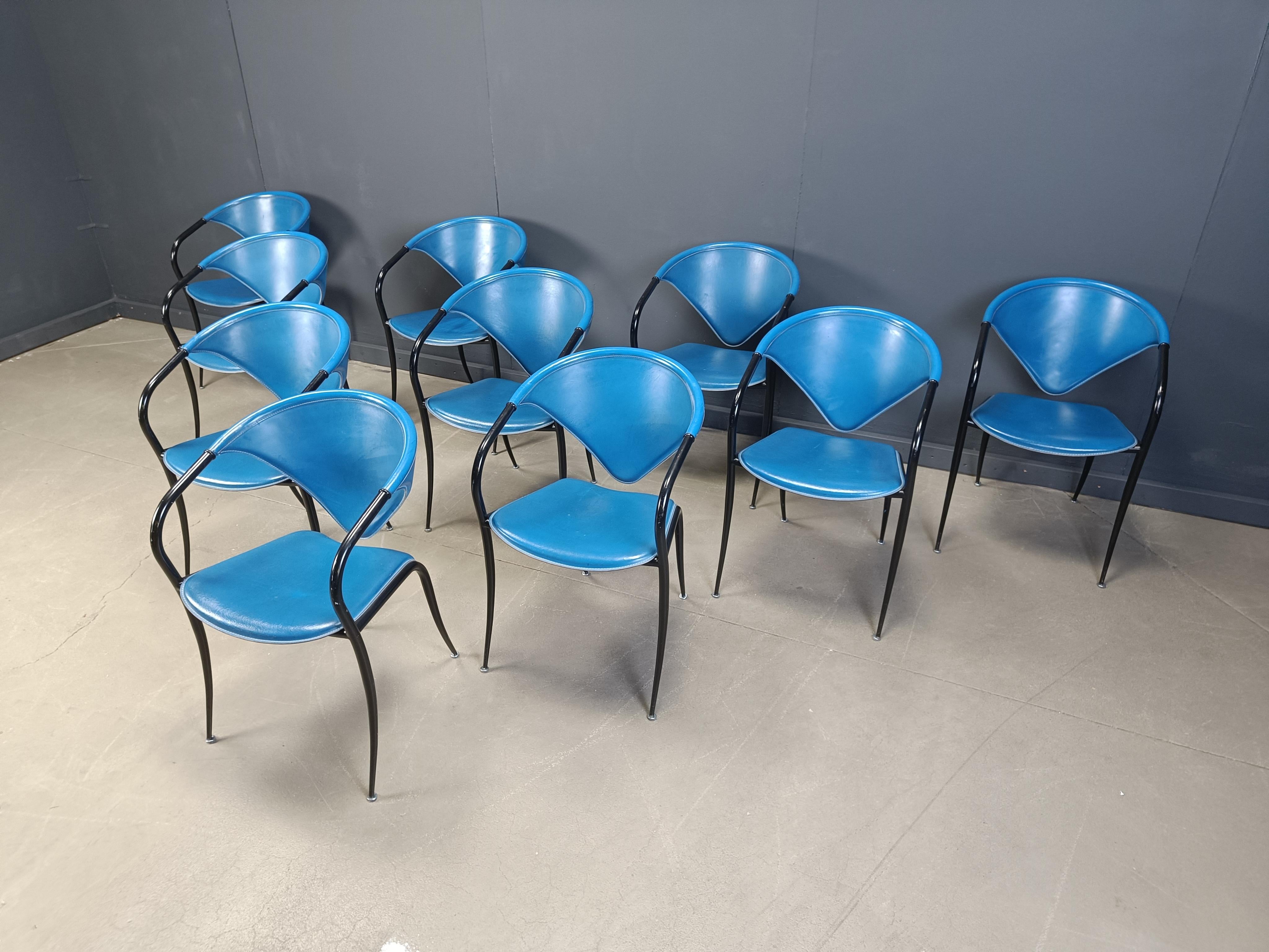 Sillas de comedor postmodernas de Naos italy, juego de 10 - Años 80 en venta 2