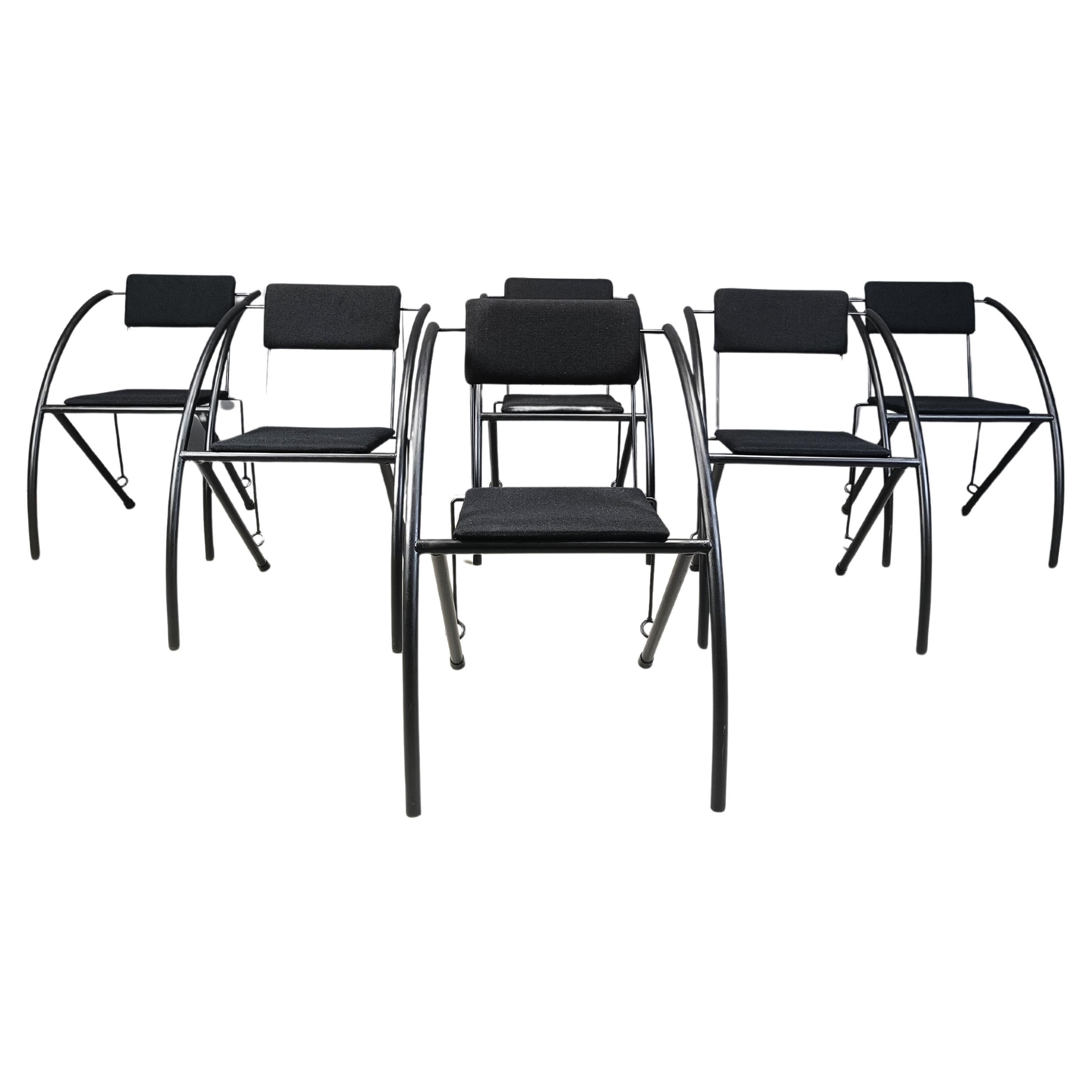 Postmodern dining chairs with armrests, 1980s, Set of 6