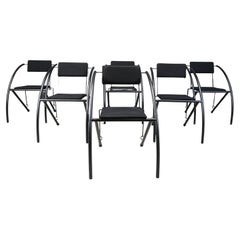 Chaises de salle à manger postmodernes avec accoudoirs, années 1980, lot de 6