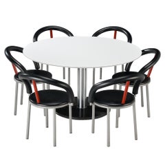 Retro Postmodern Dining Room Set with Anna Anselmi Chairs and Round Table