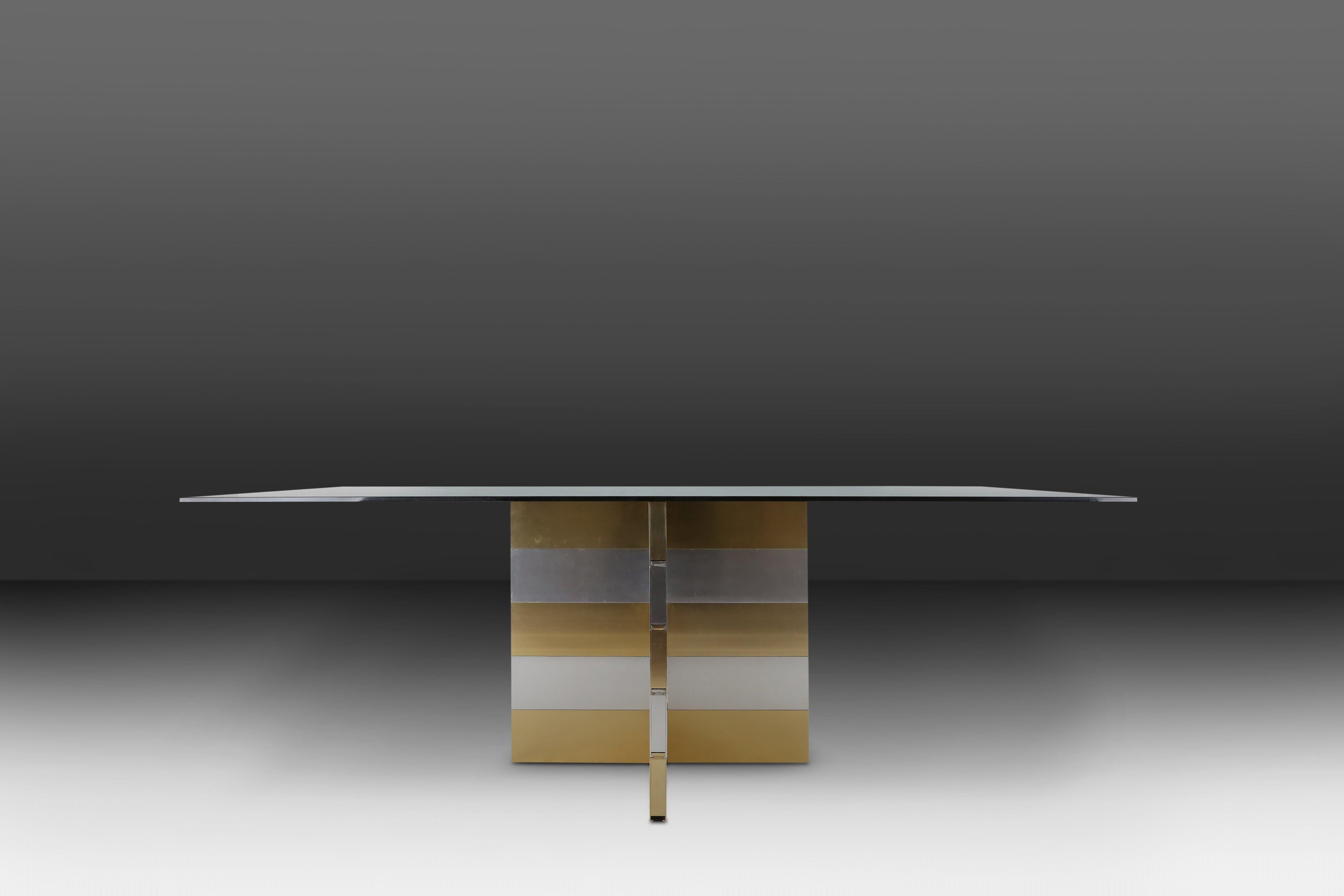 Belgian Postmodern dining table in the manner of Paul Evans, 1970s For Sale