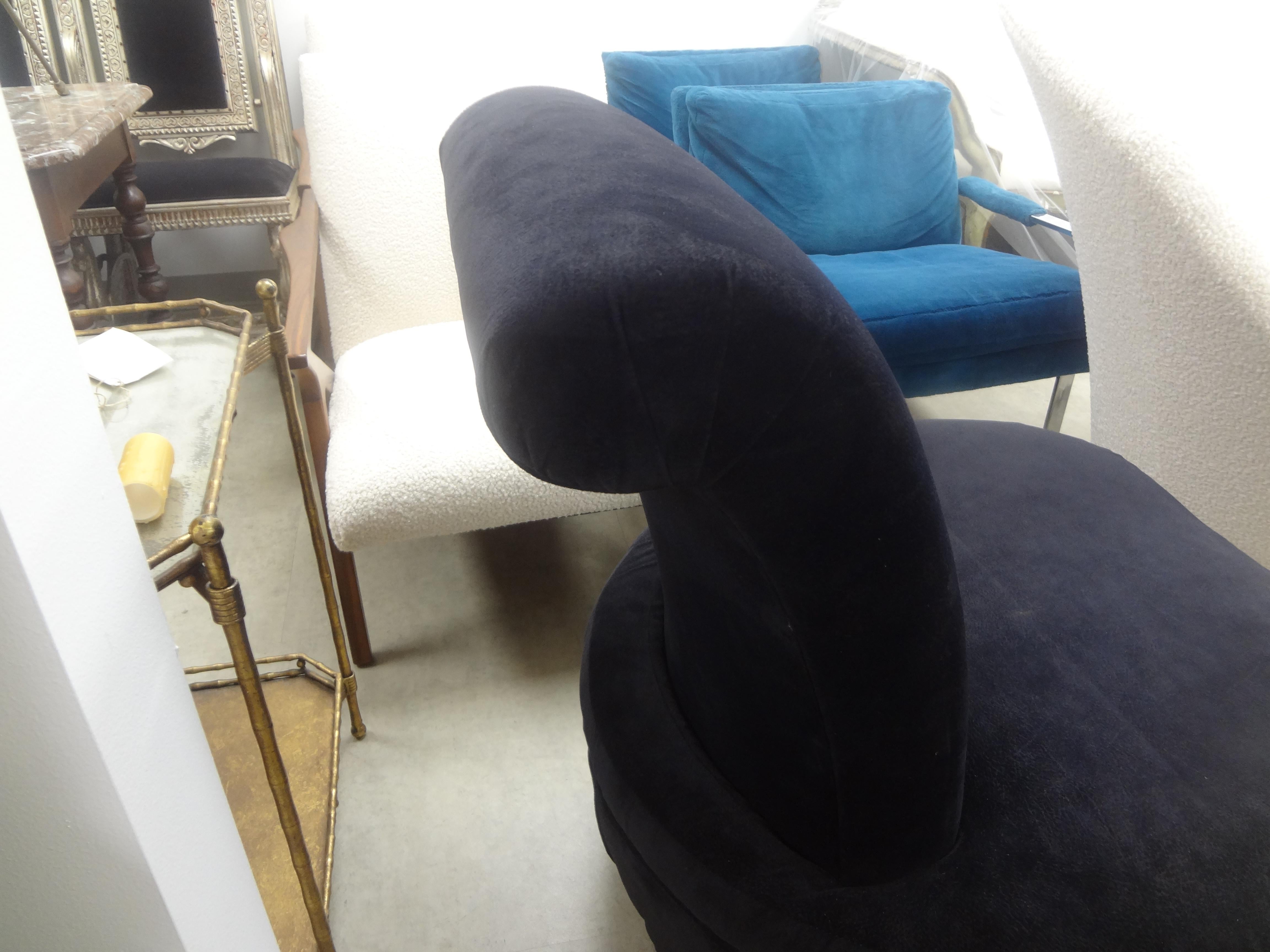 Velvet Postmodern Directional Furniture Style Swivel Chair For Sale
