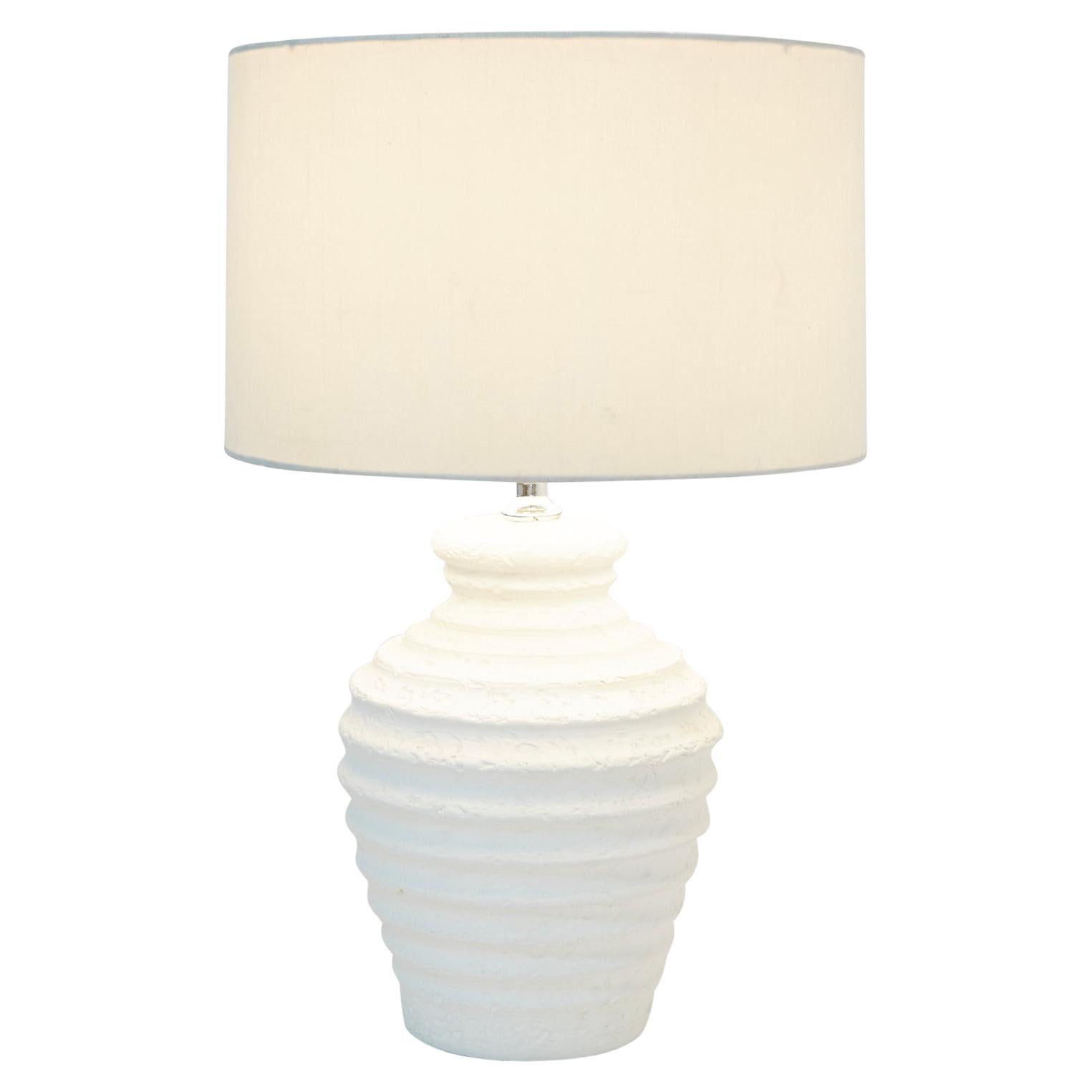 Postmodern Distressed Plaster Ribbed Table Lamp by Elite, 1993 For Sale