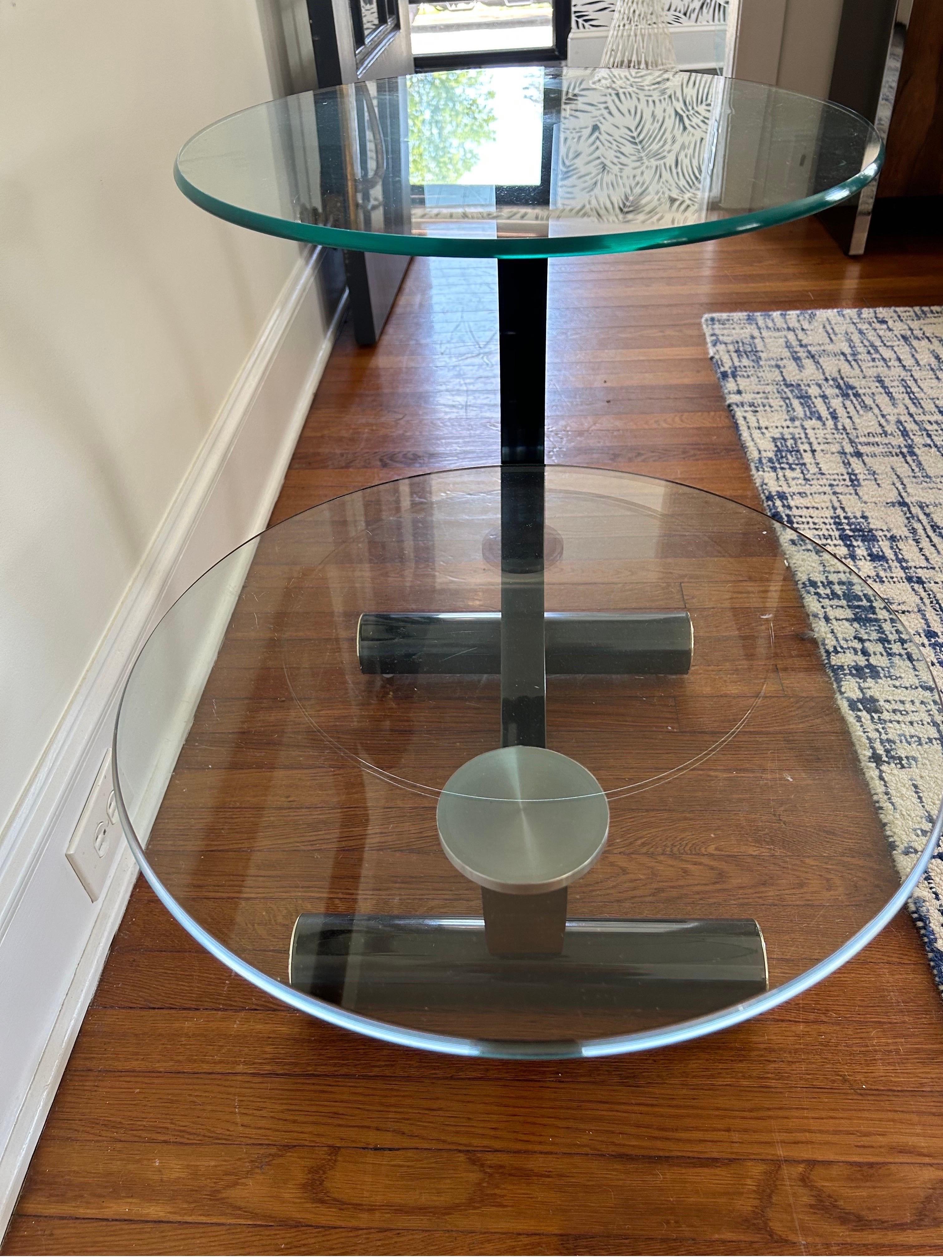 Postmodern Donald Deskey style 2 tiered side table In Good Condition In W Allenhurst, NJ