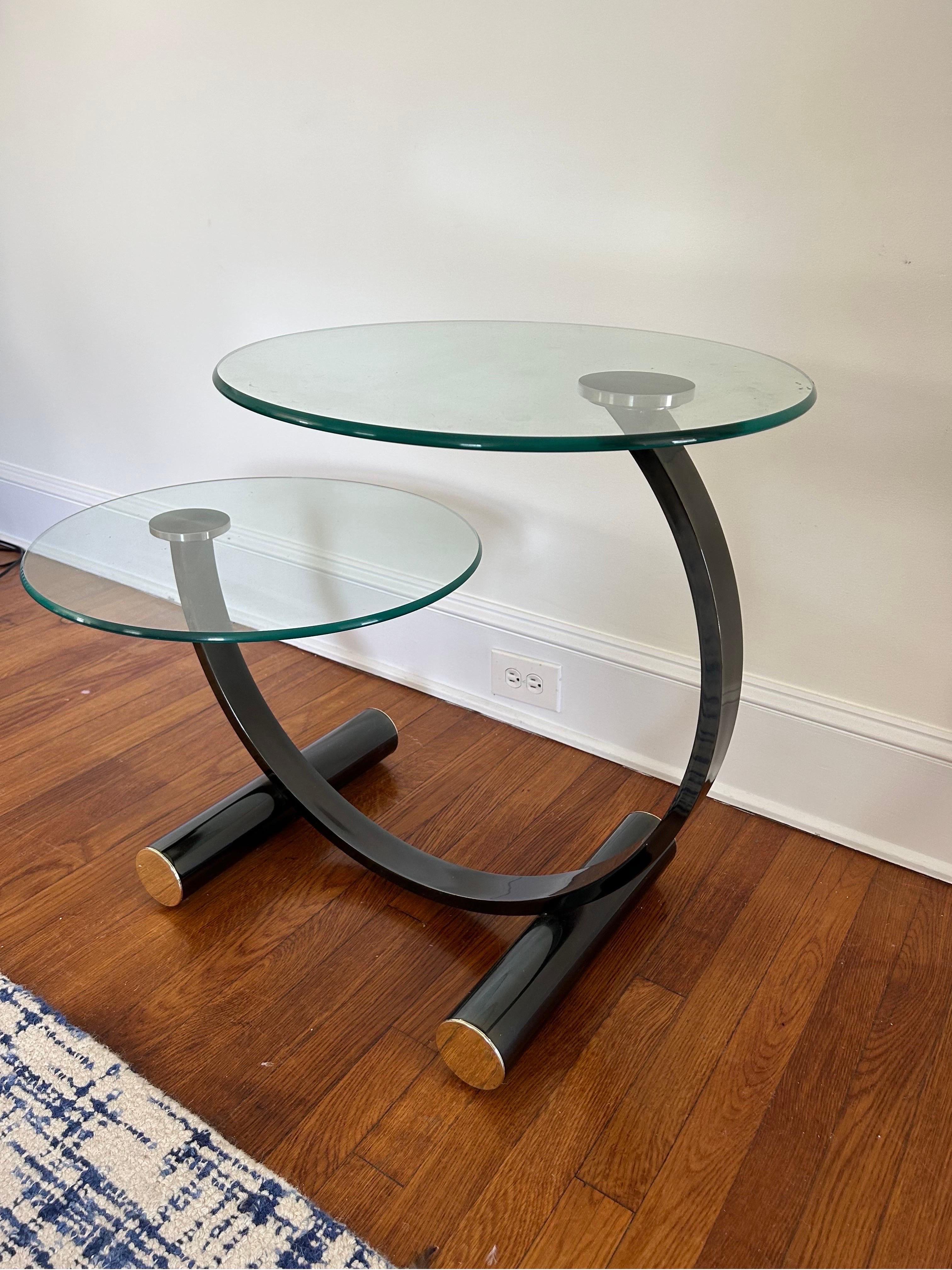 20th Century Postmodern Donald Deskey style 2 tiered side table